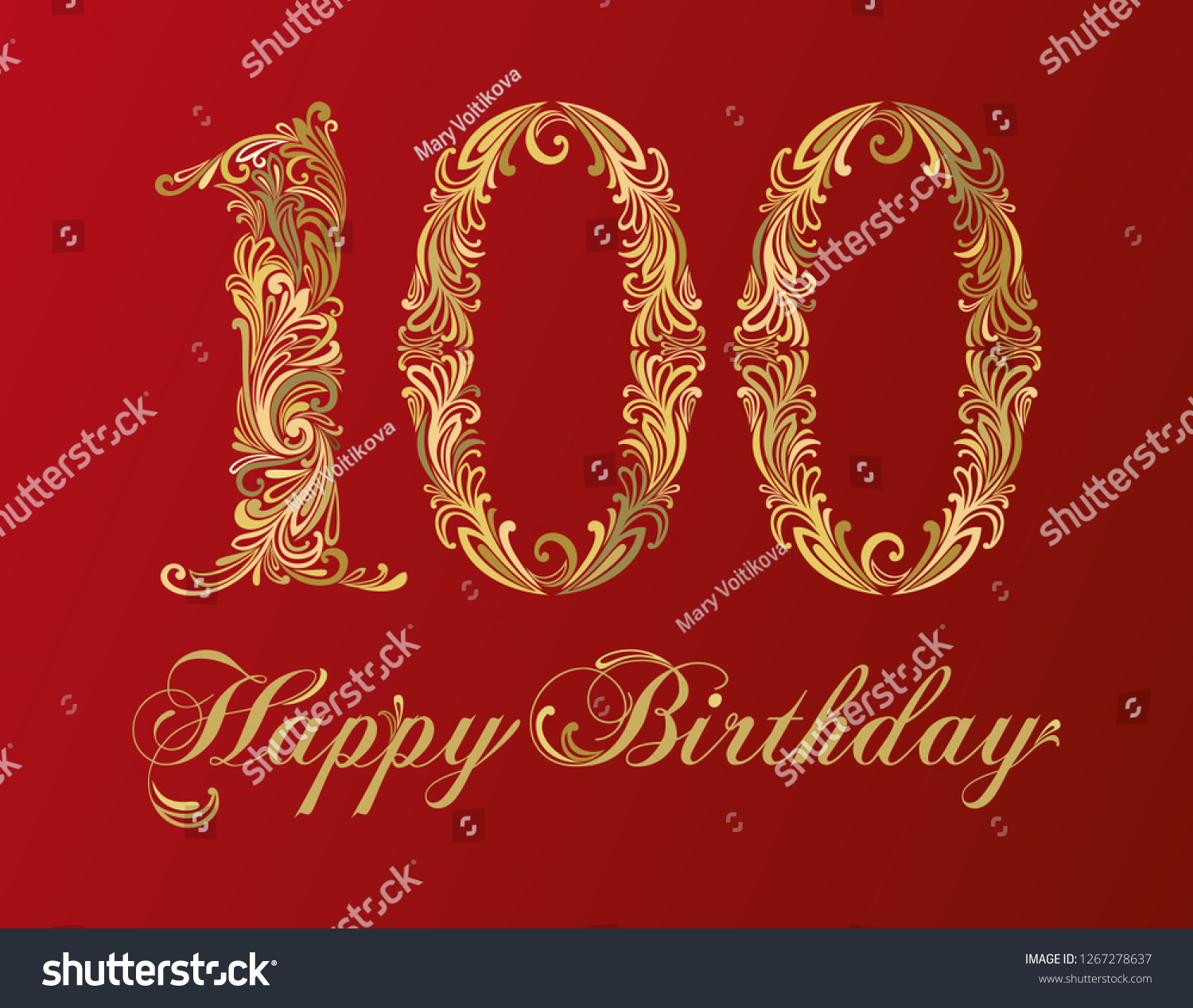 Happy Birthday Card Number 100 Hundred: เวกเตอร์สต็อก (ปลอดค่าลิขสิทธิ์