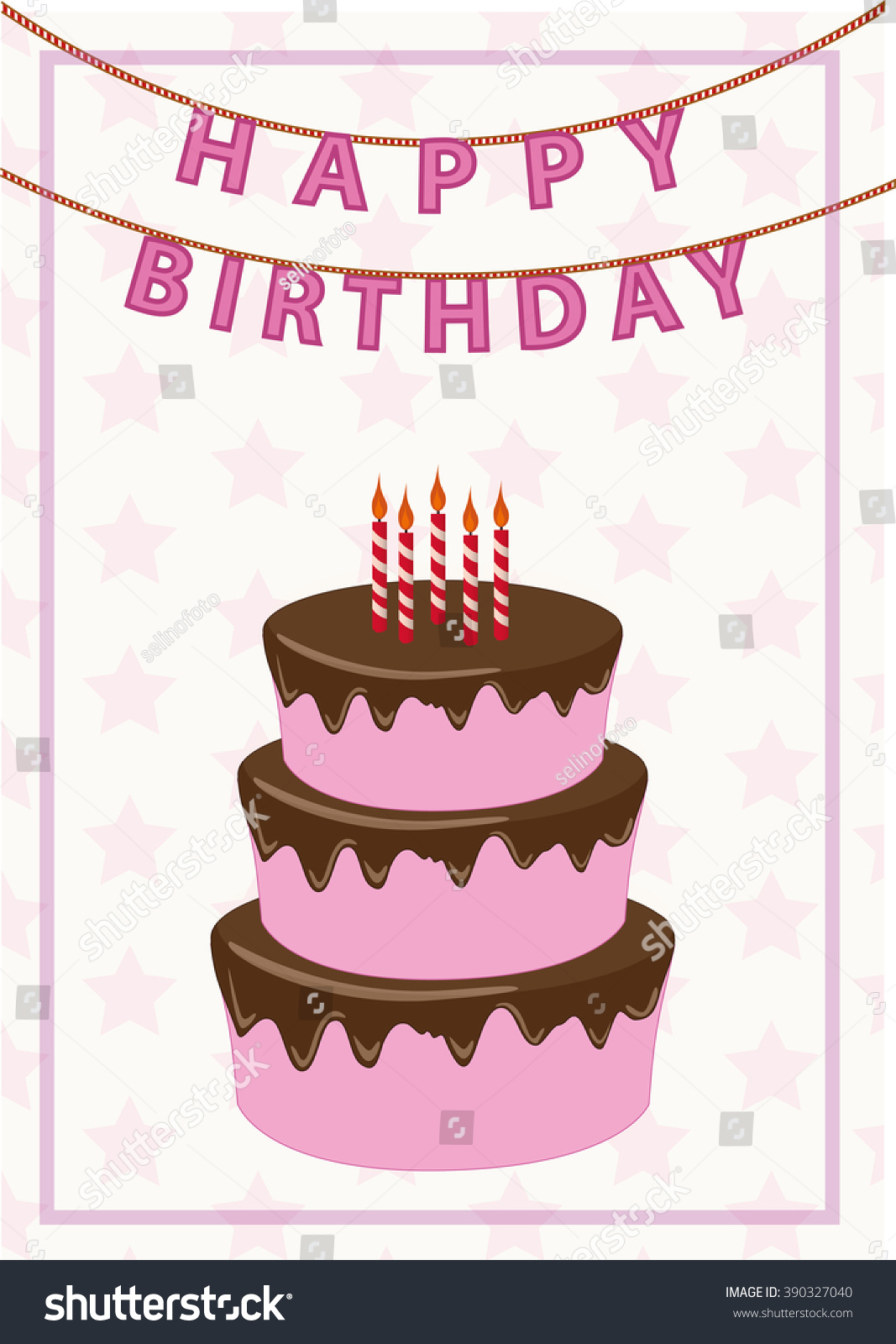 Happy Birthday Card Pink Chocolate Three Stock Vector (Royalty Free ...