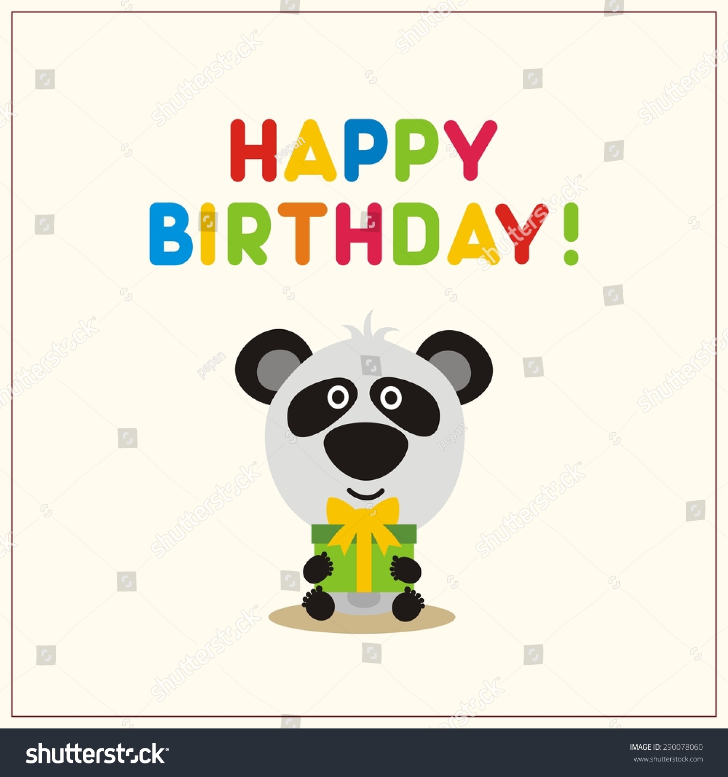 Happy Birthday Cartoon Panda Birthday Gift Stock Vector 290078060 ...