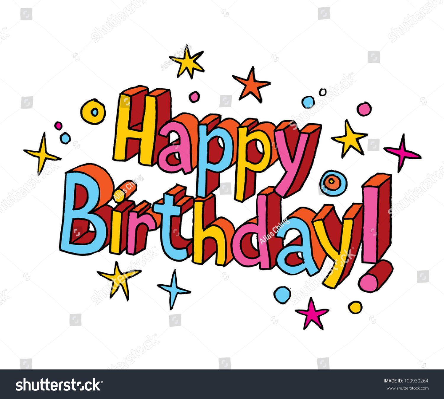 Happy Birthday Cartoon Text Stock Vector 100930264 - Shutterstock