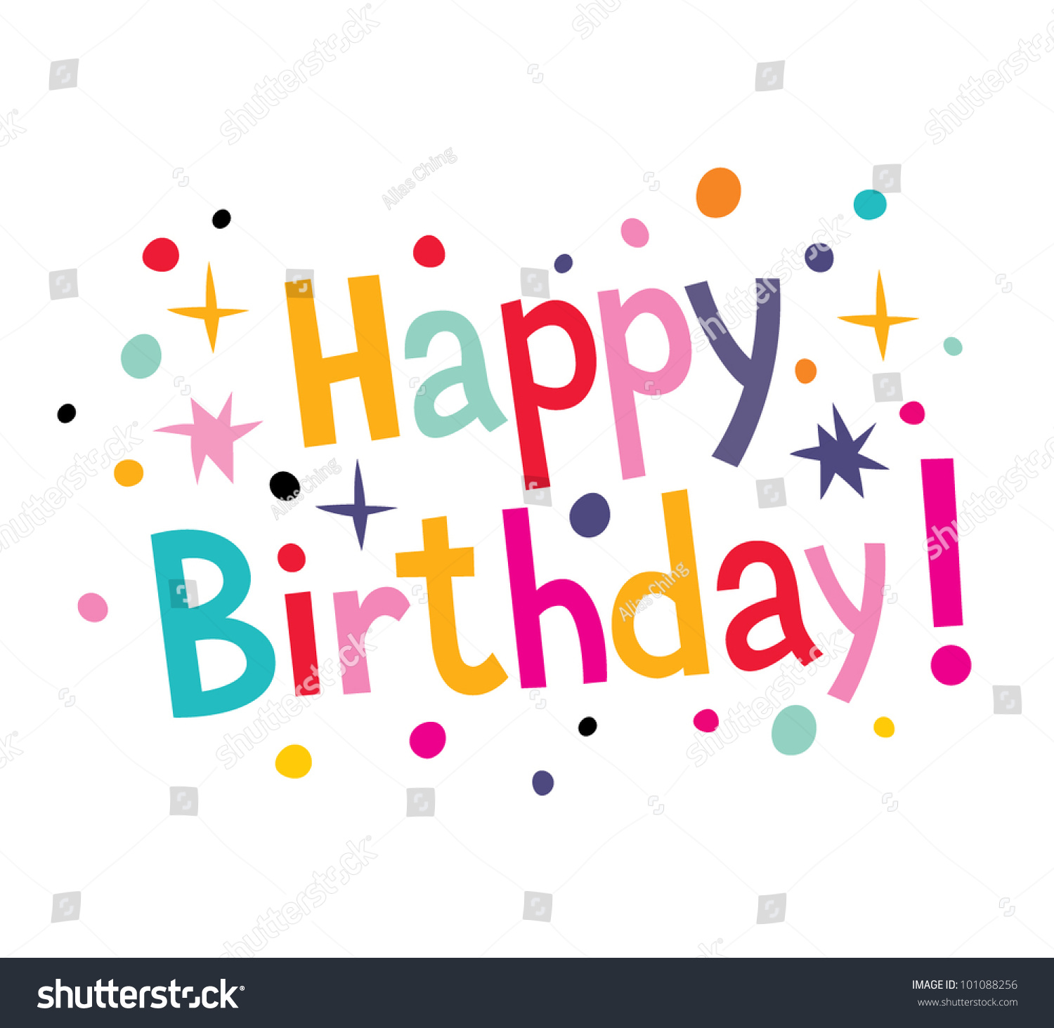 Happy Birthday Cartoon Text Stock Vector 101088256 - Shutterstock