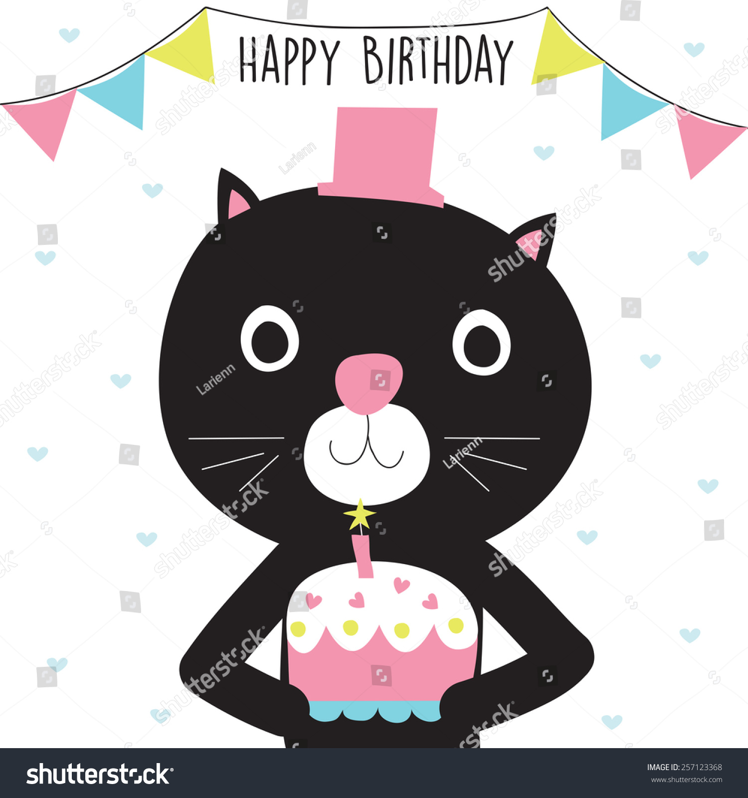 Happy Birthday Cat Vector Illustration Stock Vector (Royalty Free ...