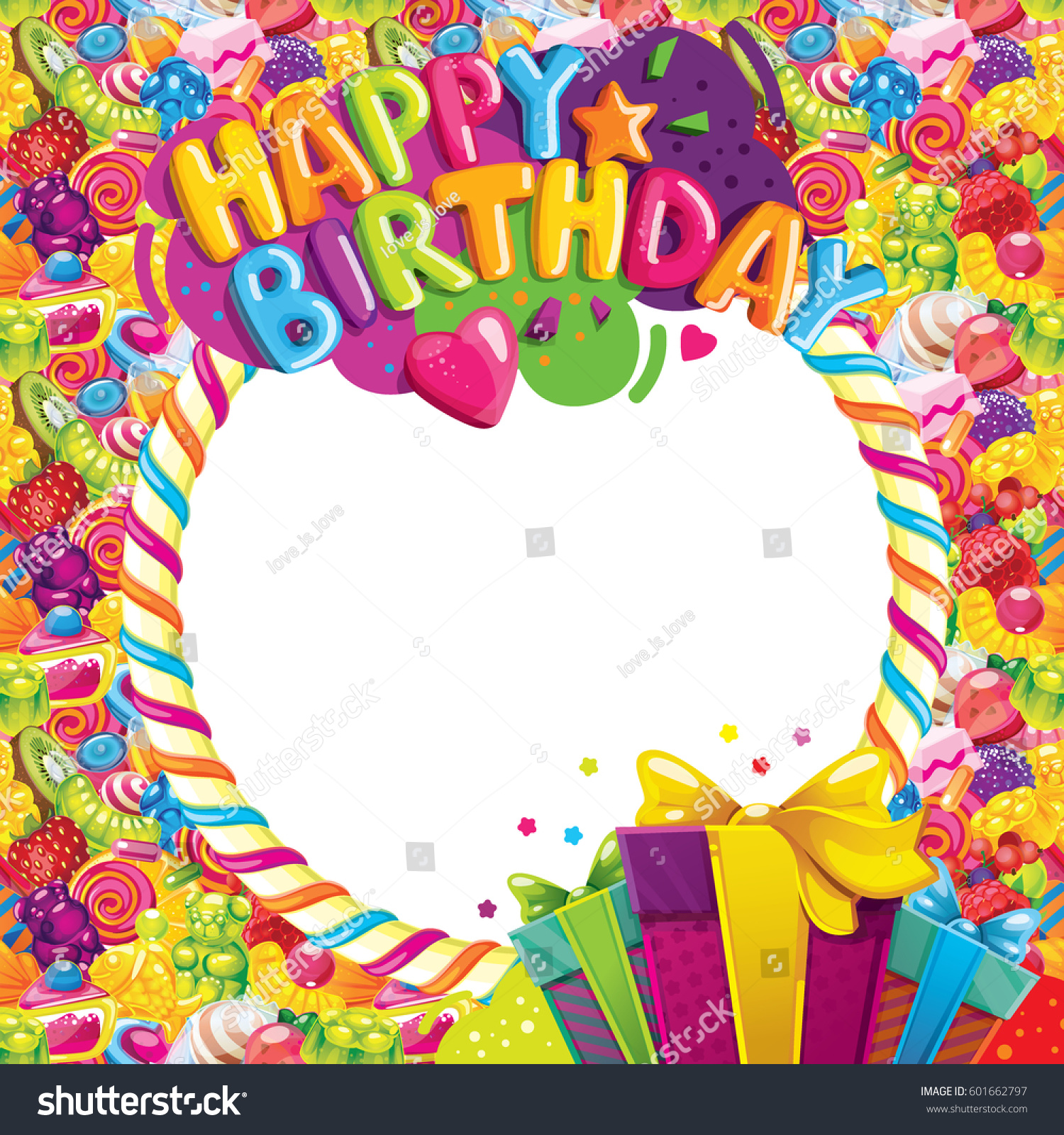 Happy Birthday Color Vector Frame Inscription Stock Vector (Royalty ...