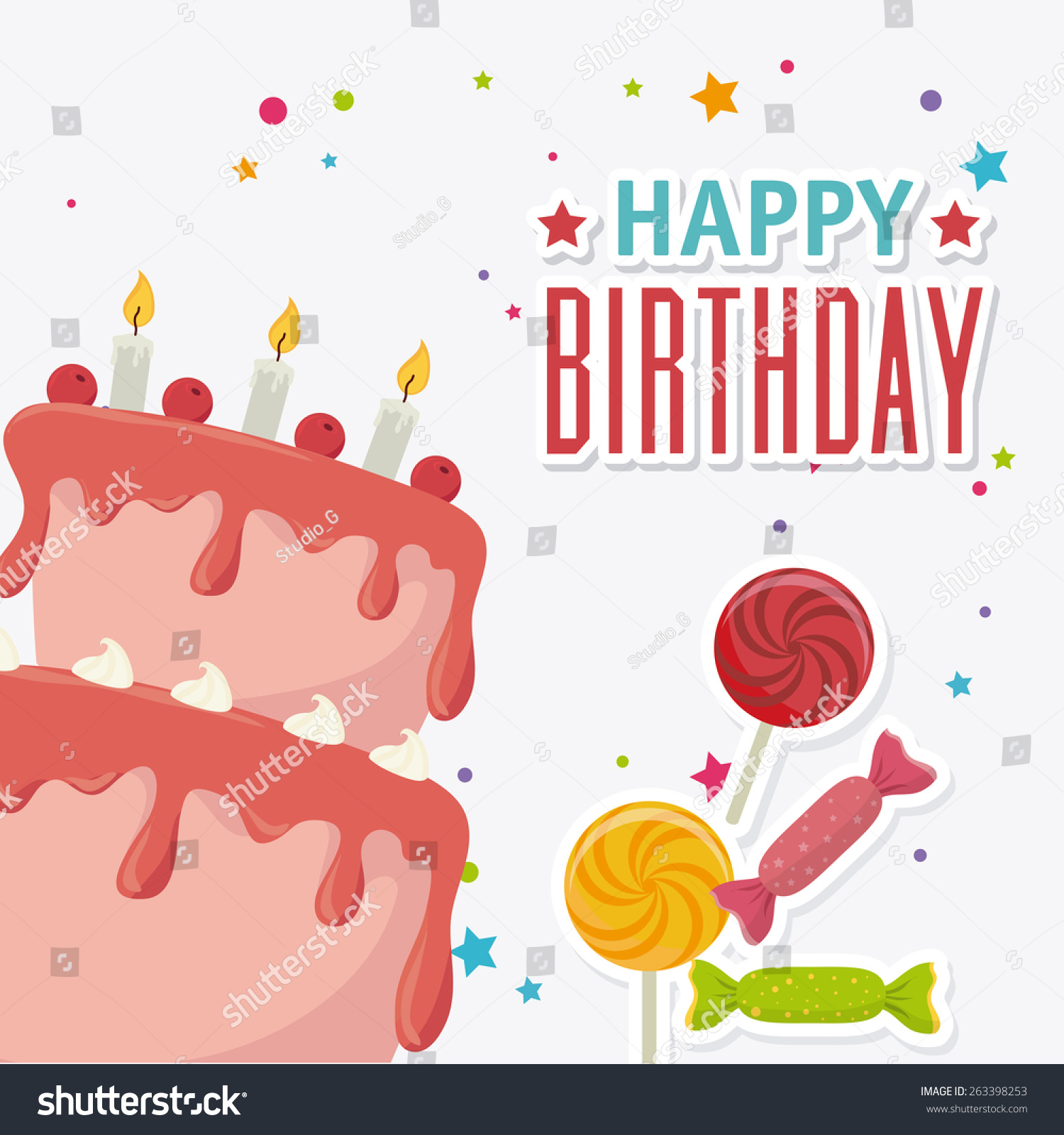 Happy Birthday Colorful Card Design Vector Stock Vector Royalty Free 263398253 2234