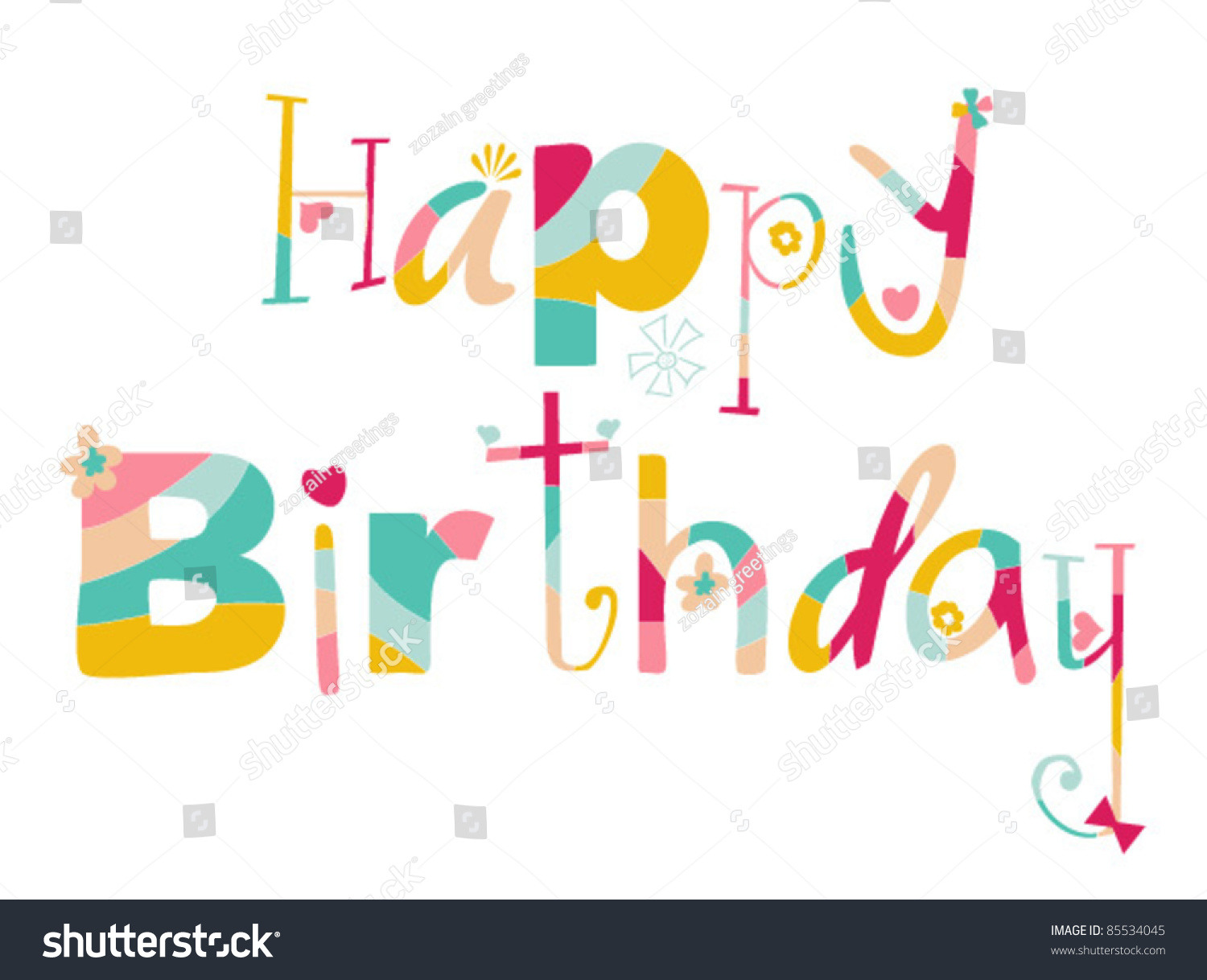 Happy Birthday Colorful Writing Stock Vector 85534045 - Shutterstock