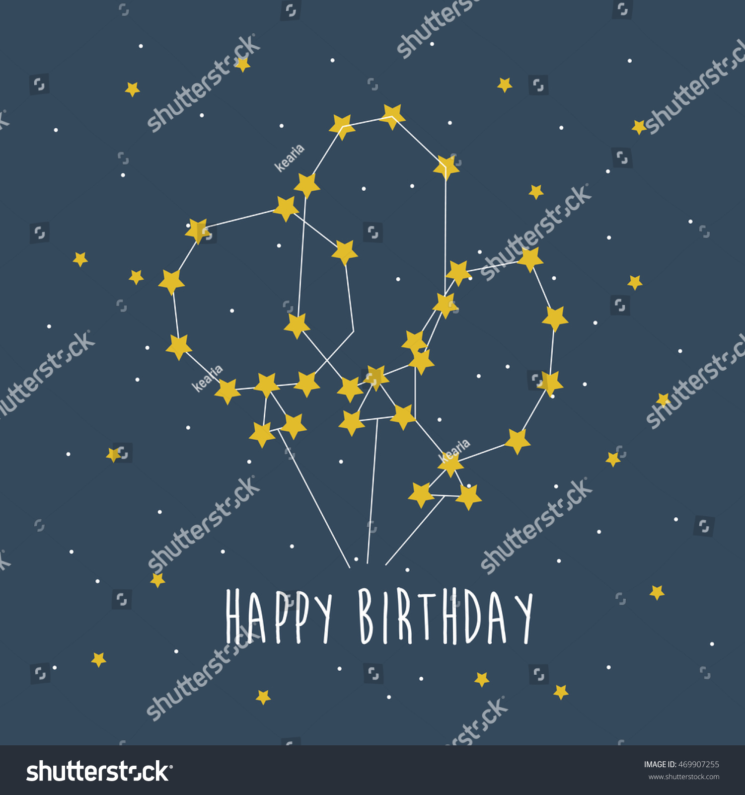 Happy Birthday Cute Constellation Illustration Vector Stock Vector ...