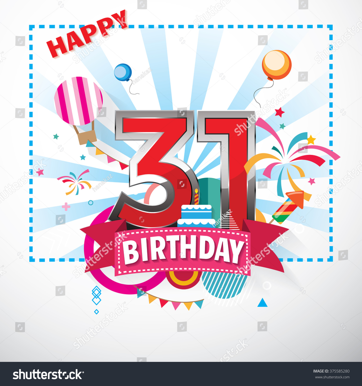 Happy Birthday 31 Date , Fun Celebration Greeting Card With Number ...