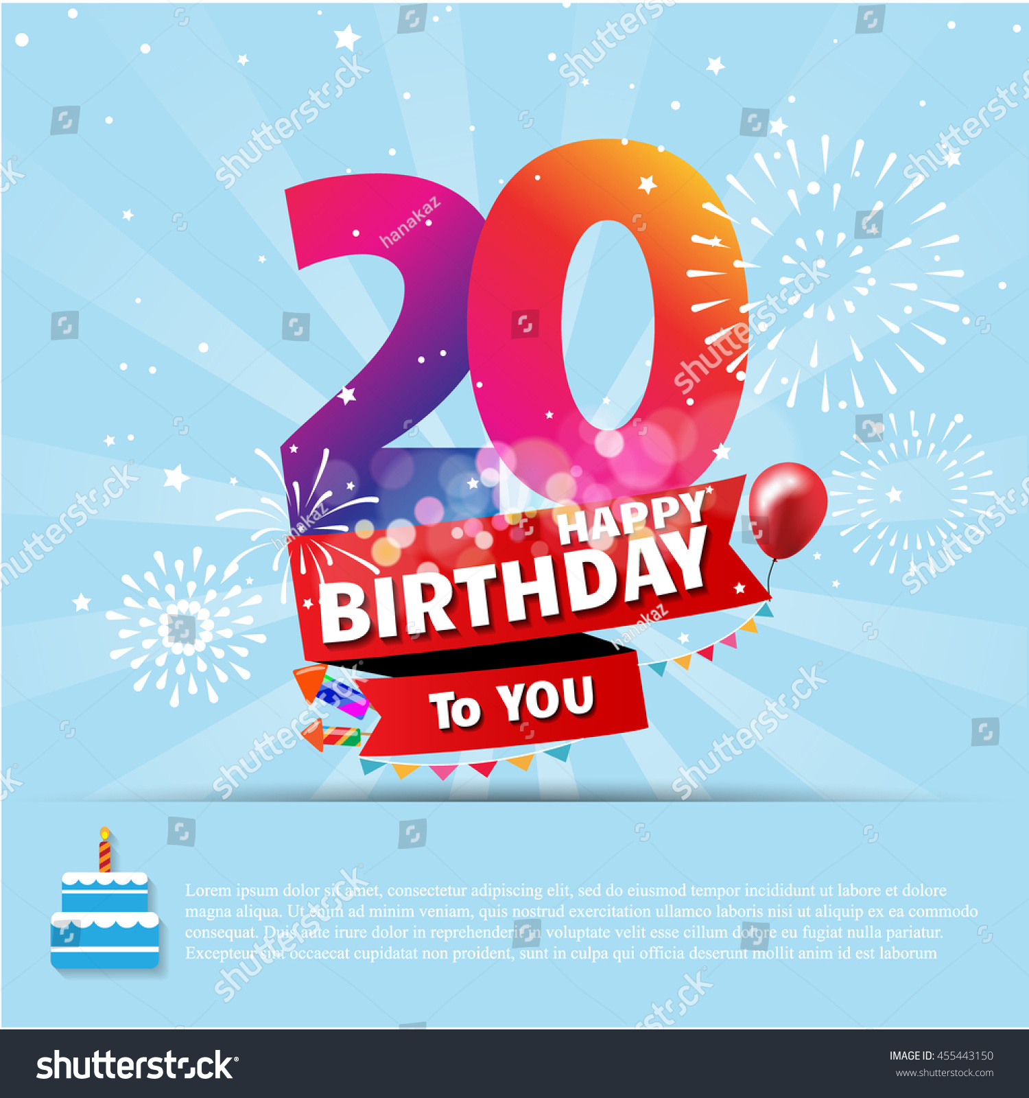 Happy Birthday 20 Date Fun Celebration Stock Vector (Royalty Free ...