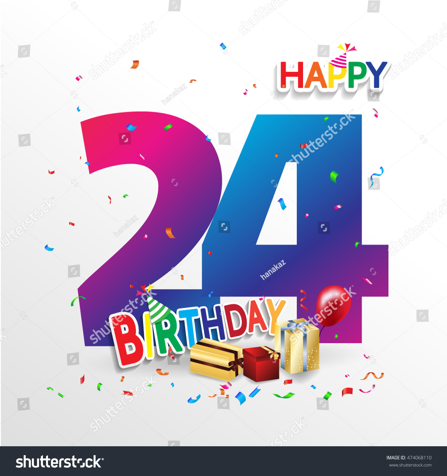 Happy Birthday 24 Date Fun Celebration Stock Vector (Royalty Free ...