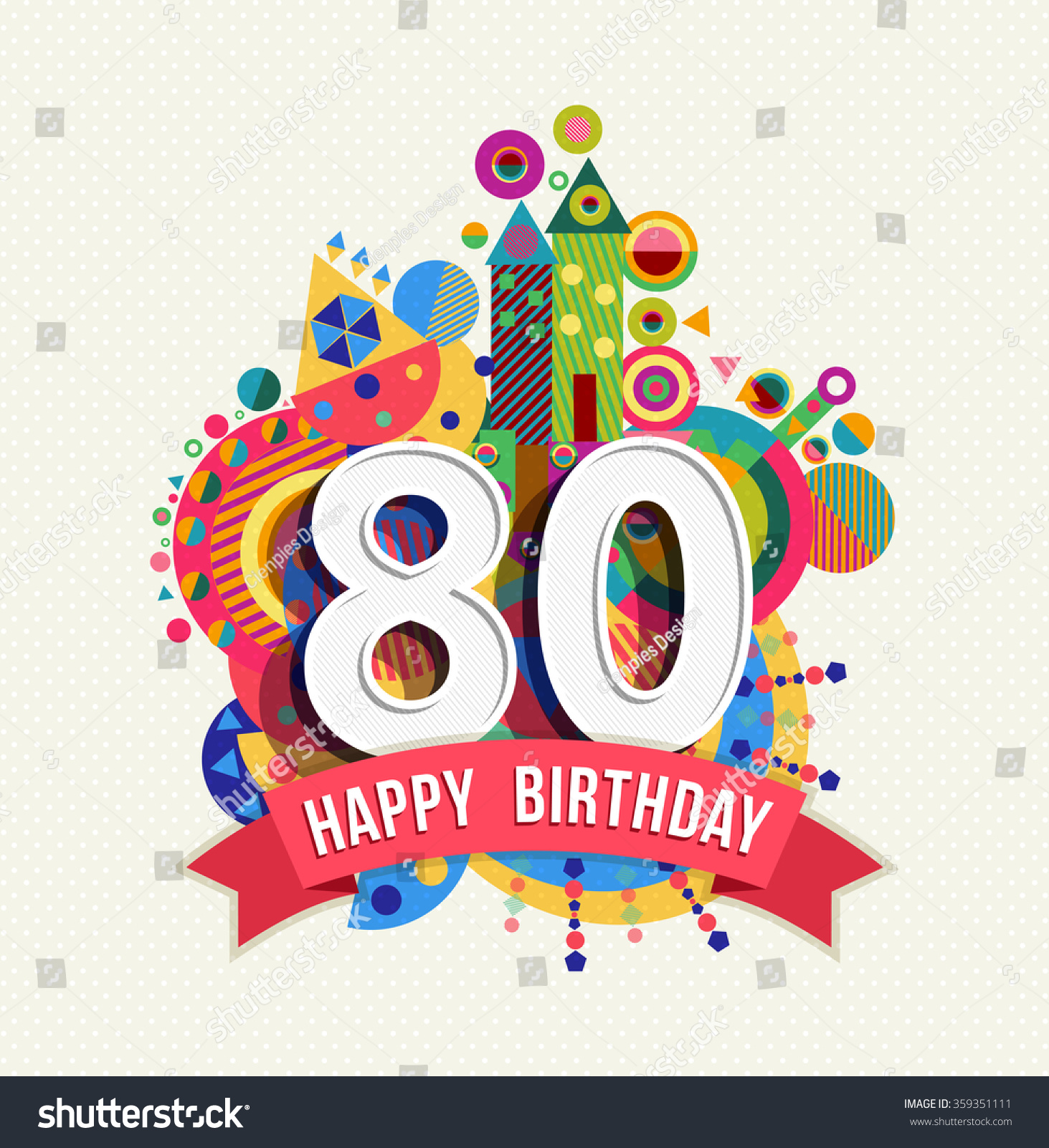 Kurv charme Vil Happy Birthday Eighty 80 Year Fun Stock-vektor (royaltyfri) 359351111