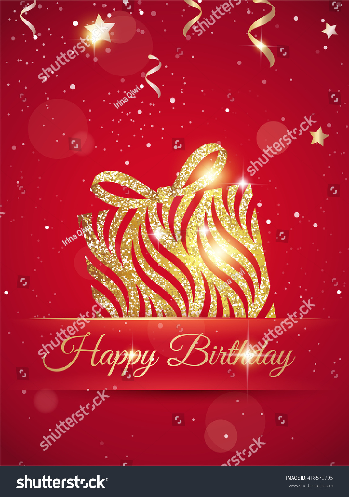 Happy Birthday Elegant Red Card Gift Stock Vector 418579795 - Shutterstock