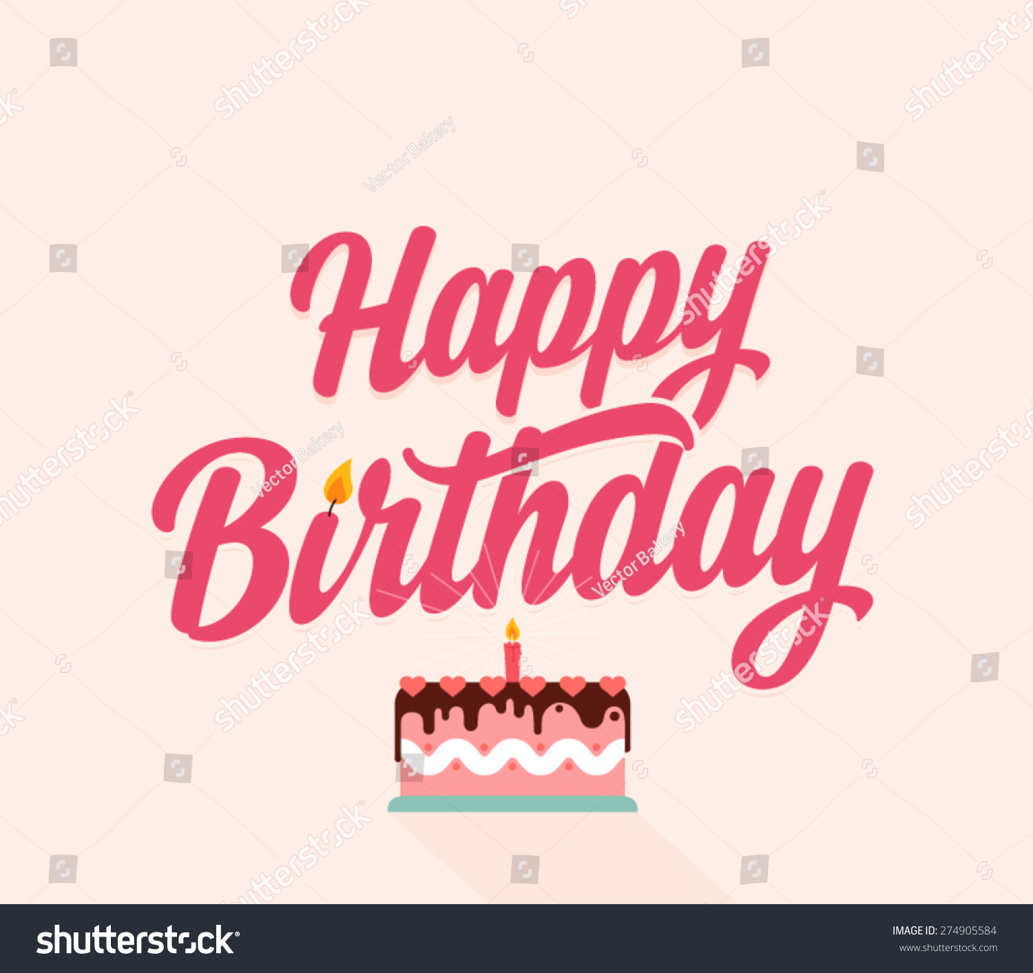 Download Happy Birthday Flat Typographic Card Stock Vector ...