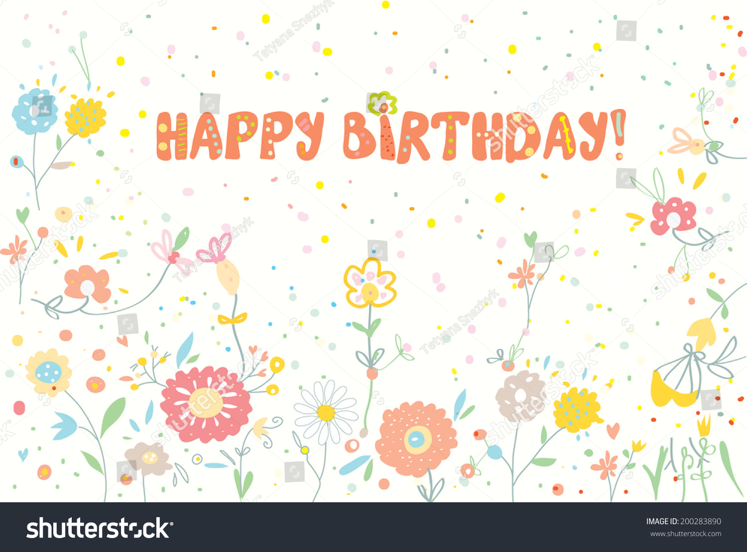 Happy Birthday Floral Banner Cute Design Stock Vector (Royalty Free ...