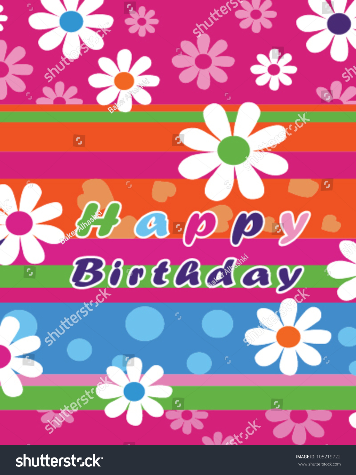 Happy Birthday Flowers Text Party Stock Vector Illustration 105219722 ...