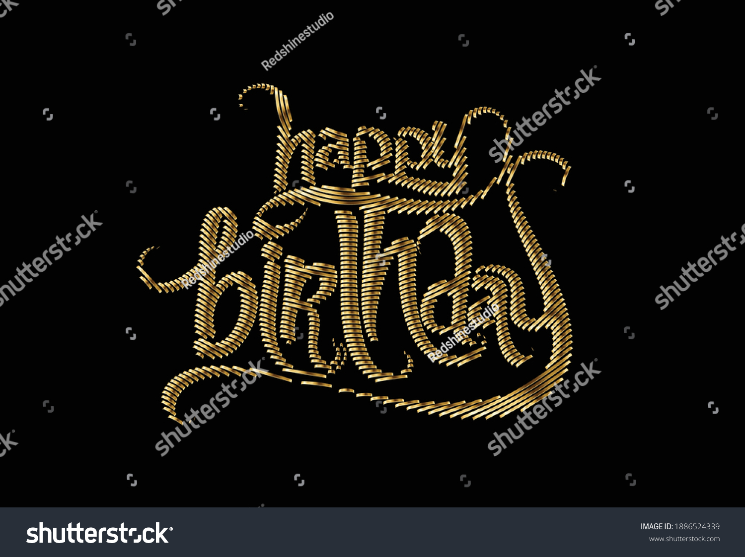 Feliz Cumpleaños Gold Texto Hecho Con: Vector De Stock (libre De 