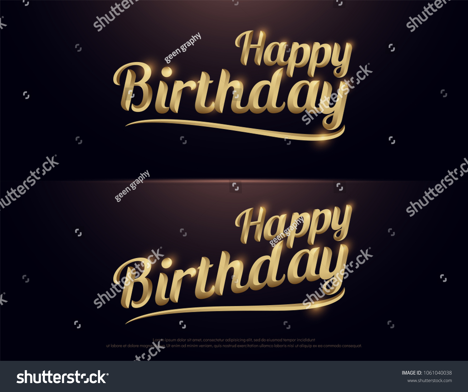 Happy Birthday Golden Logo Calligraphy Lettering Stock Vector (Royalty ...