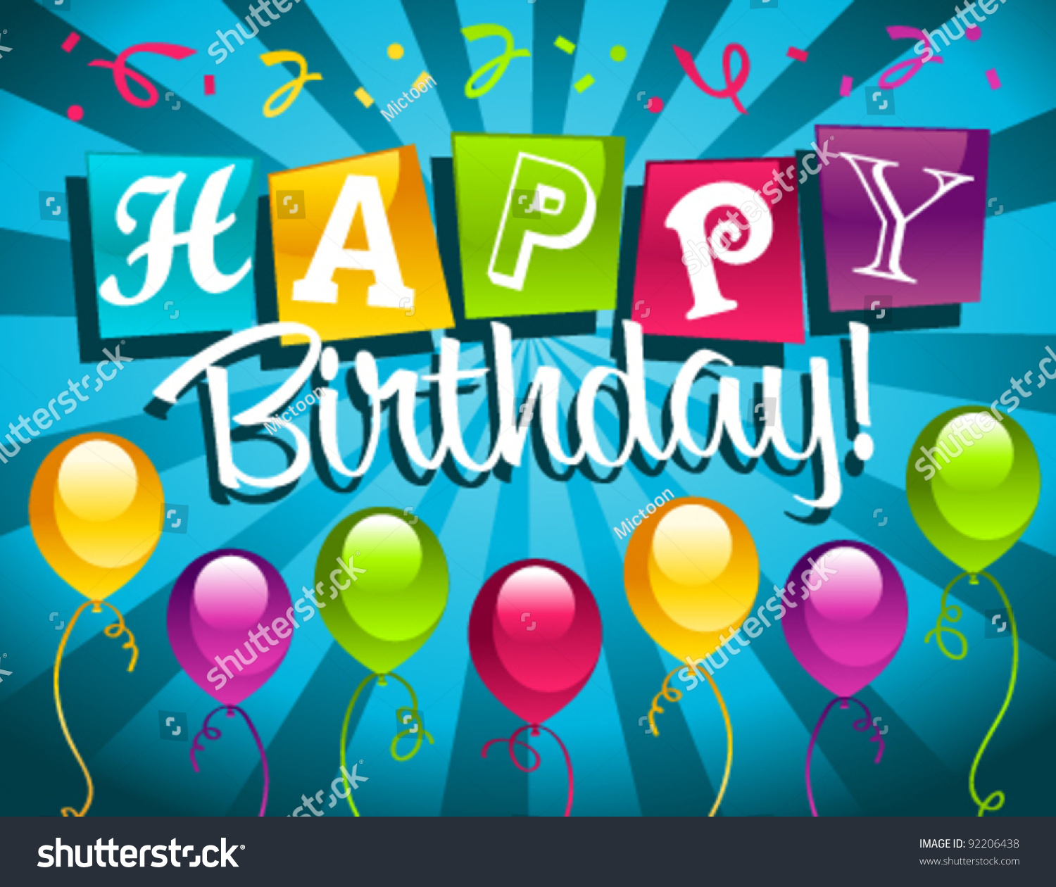 Happy Birthday Greeting Card Stock Vector 92206438 - Shutterstock