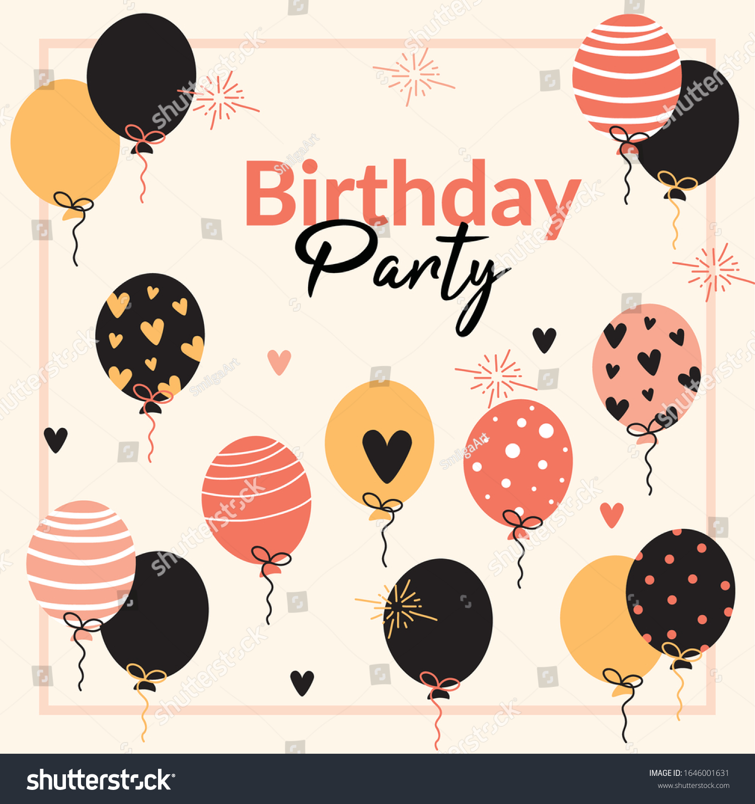 Happy Birthday Greeting Card Party Invitation 库存矢量图（免版税）1646001631