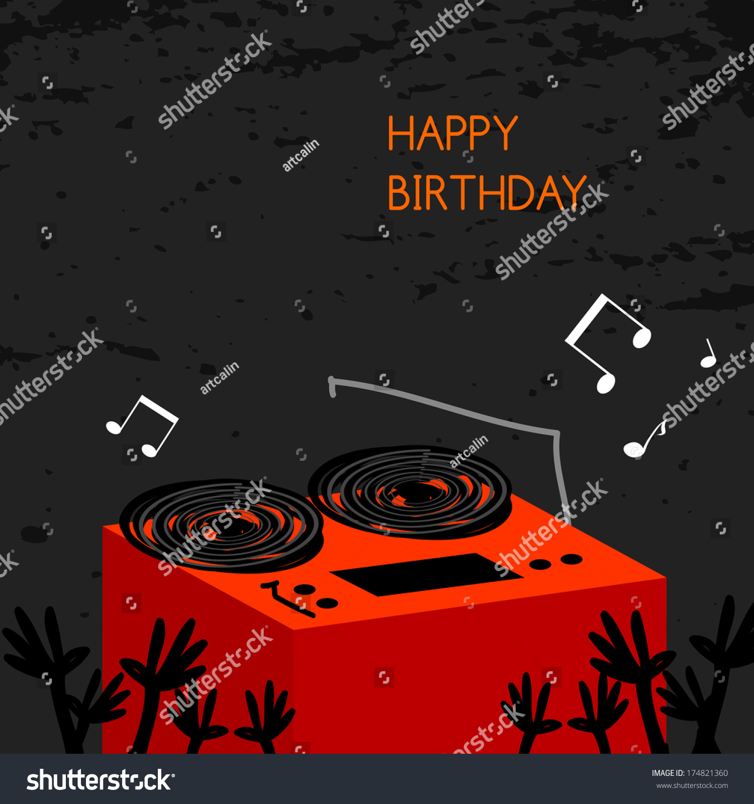 Happy Birthday Greeting Card, Anniversary Vector Illustration, With Dj ...