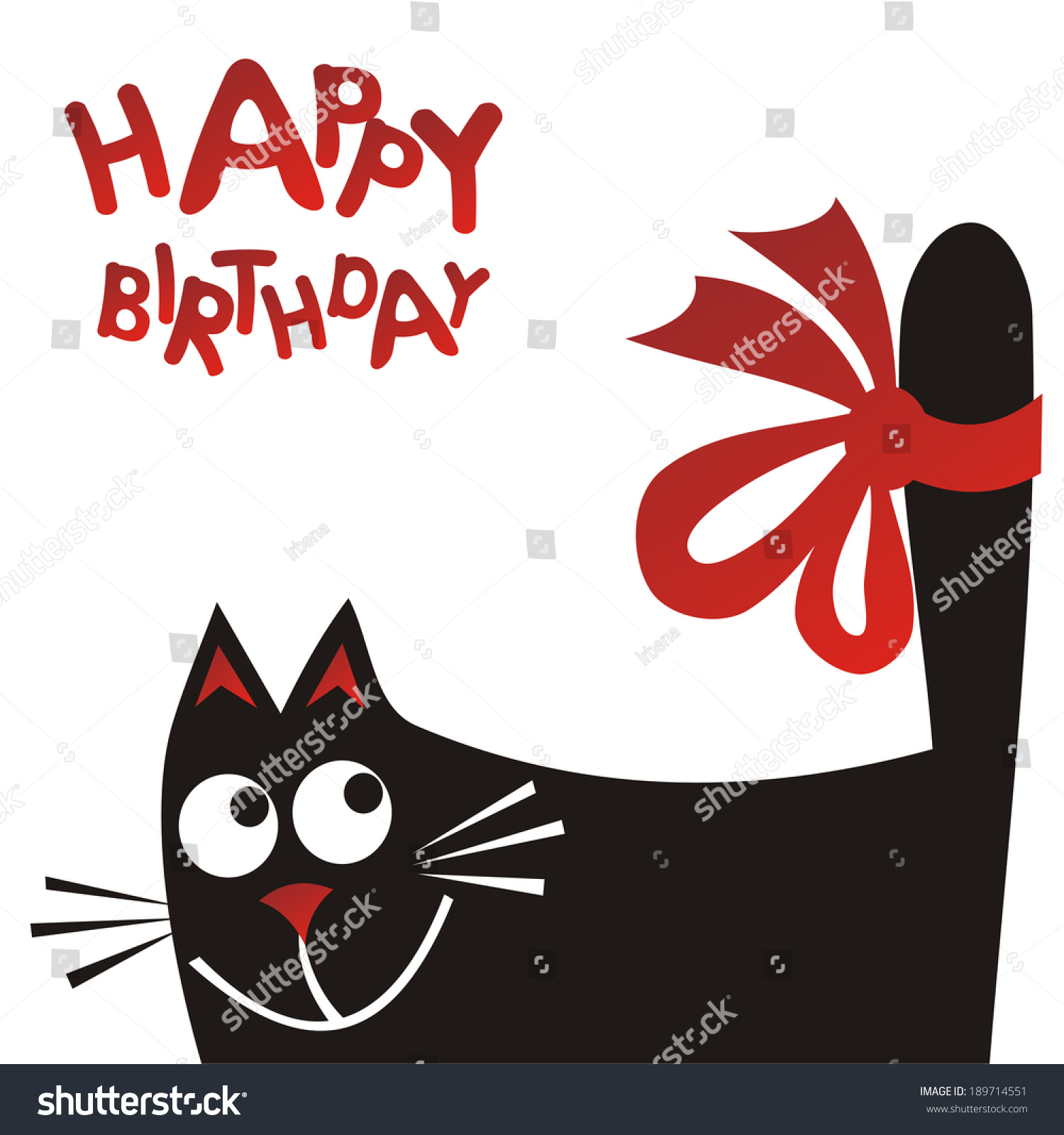 Happy Birthday Greeting Card Cat Vector Stock Vector