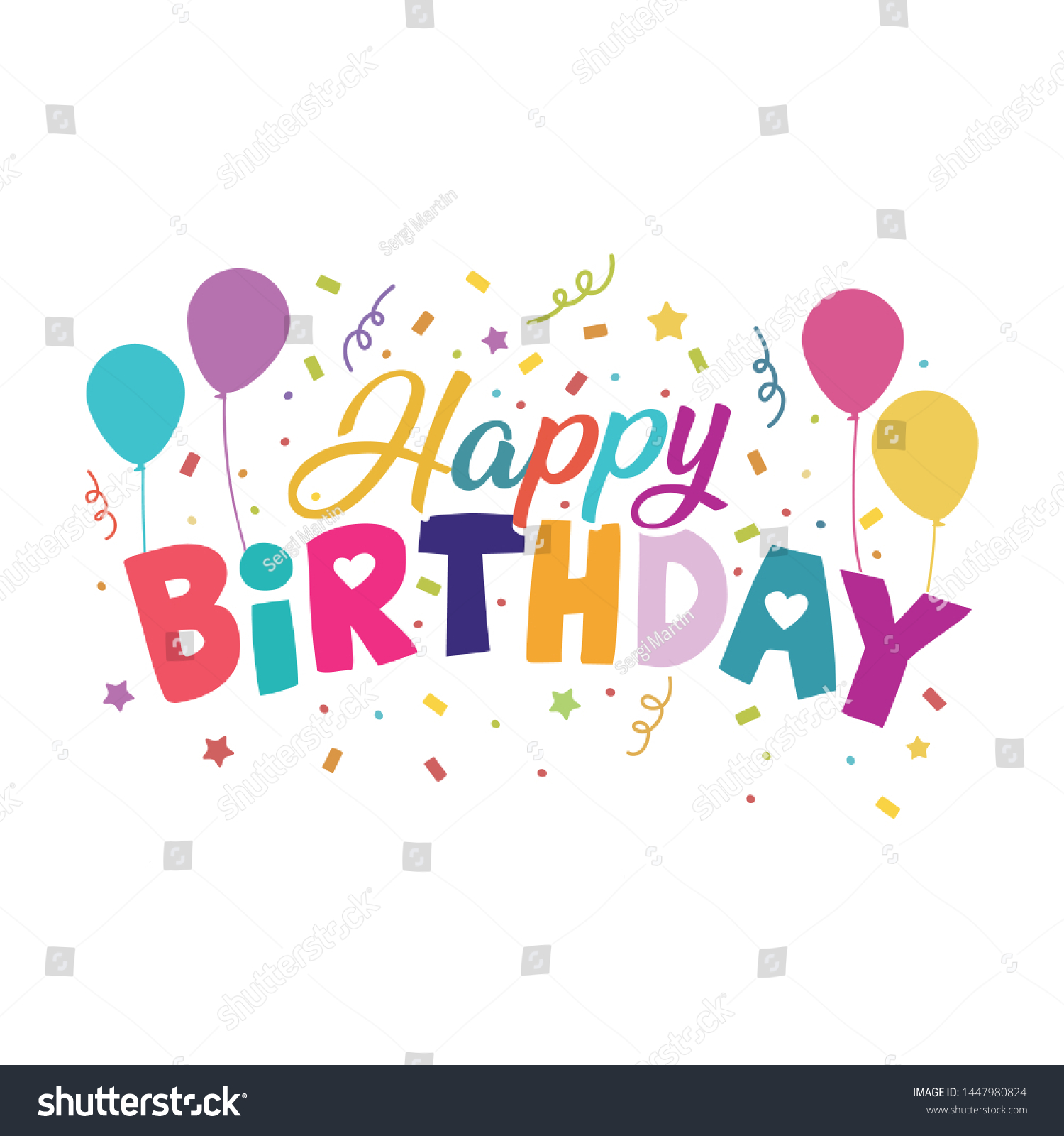 Happy Birthday Greeting Card Cute Design Stock Vector Royalty Free