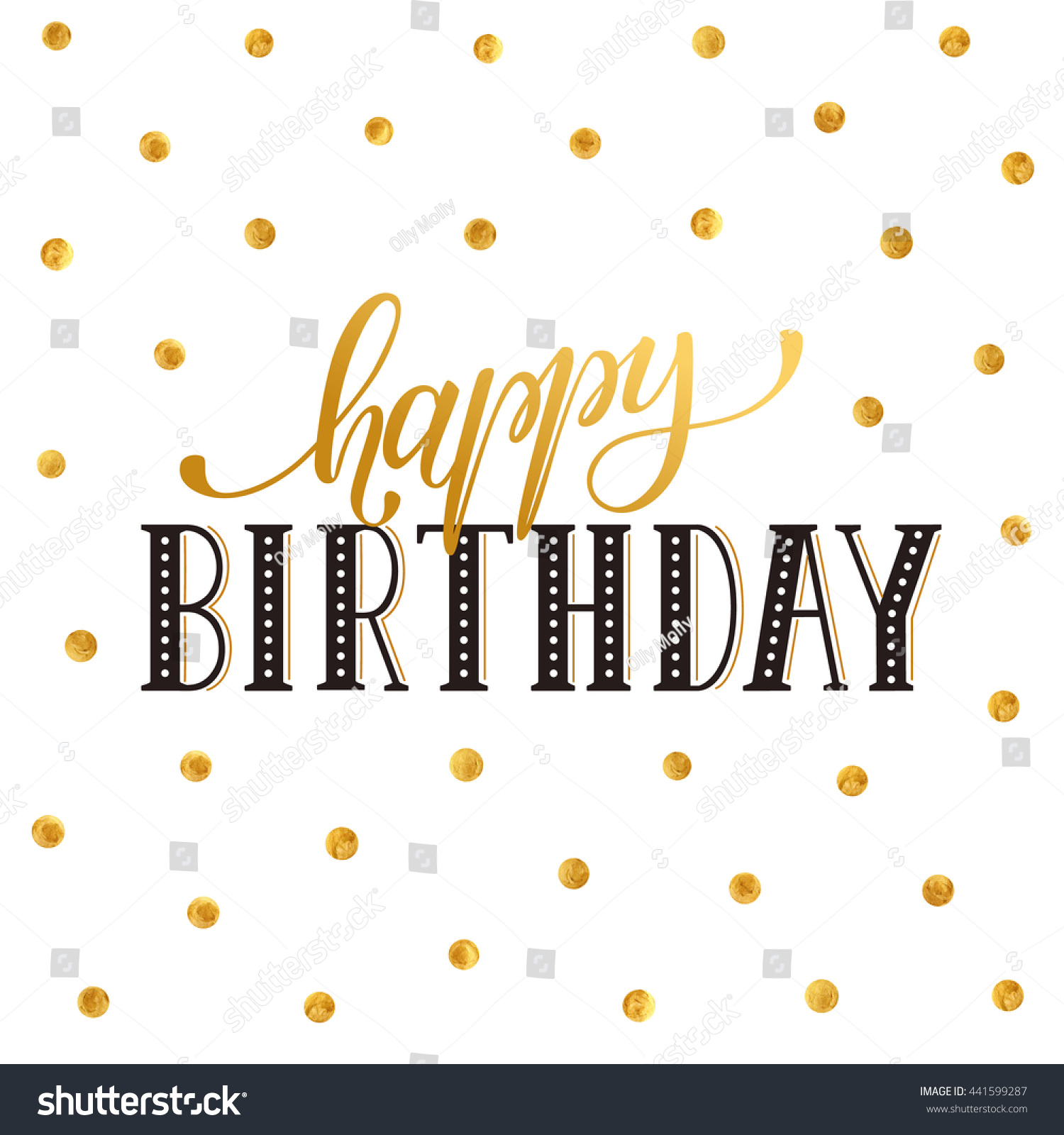 Happy Birthday Greeting Card Lettering Golden Stock Vector 441599287 ...