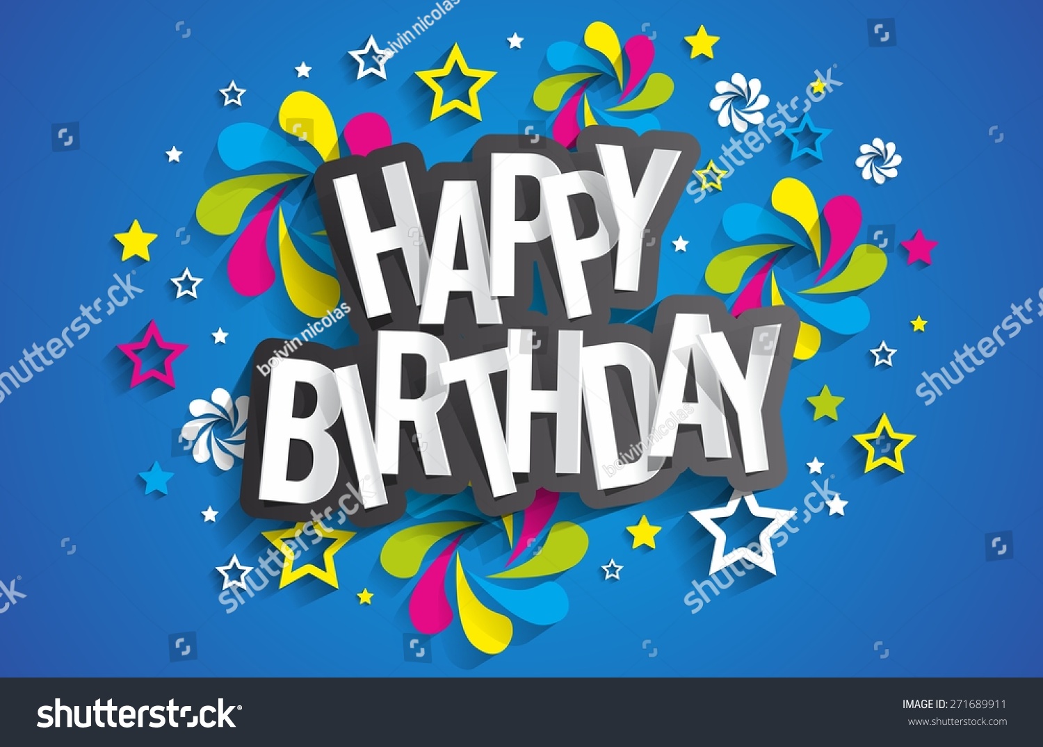 Happy Birthday Greeting Card On Background Vector Illustration ...