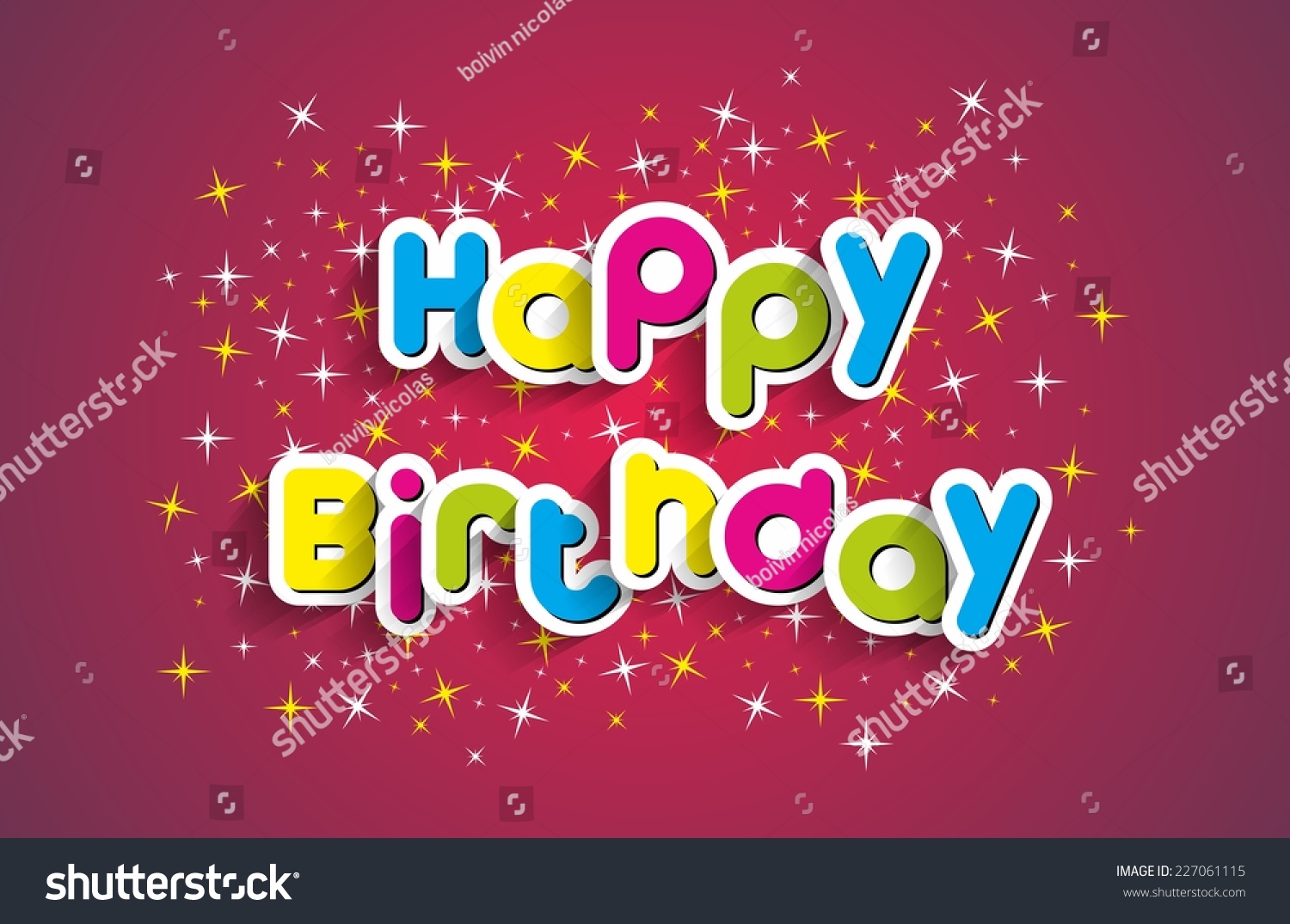 Happy Birthday Greeting Card On Stars Stock Vector (Royalty Free