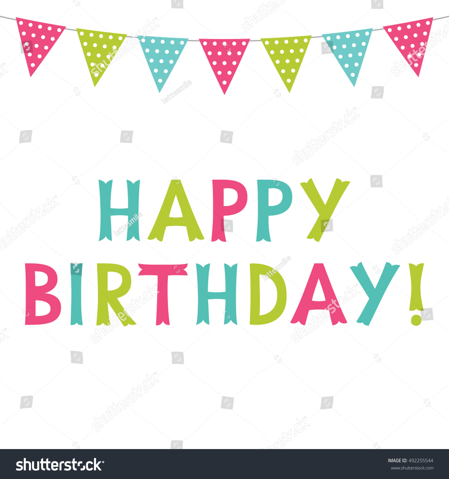 Happy Birthday Greeting Card, Text In Hand Lettered Font Stock Vector ...