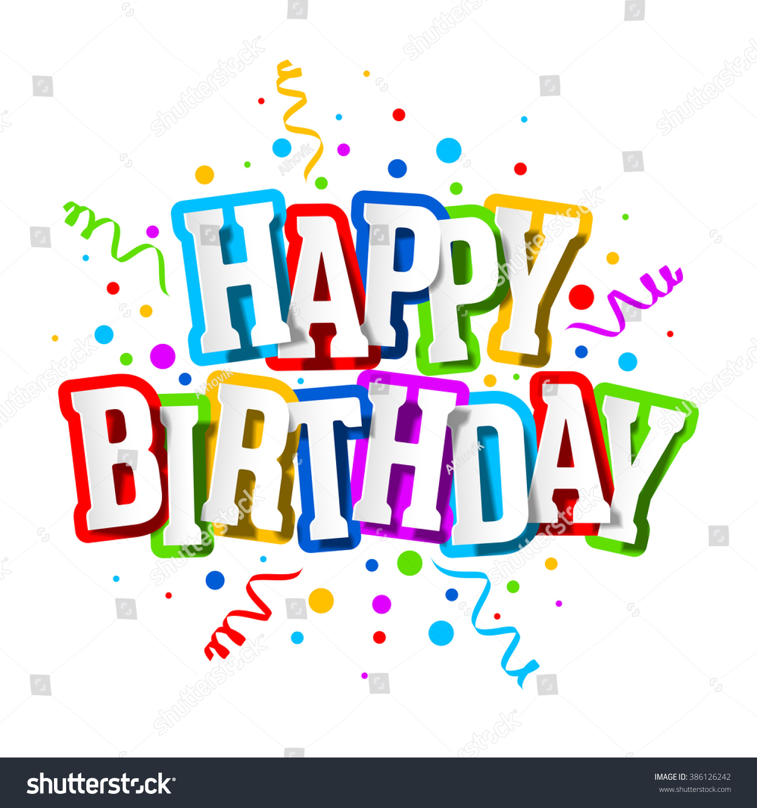 Happy Birthday Greeting Card. Vector. - 386126242 : Shutterstock