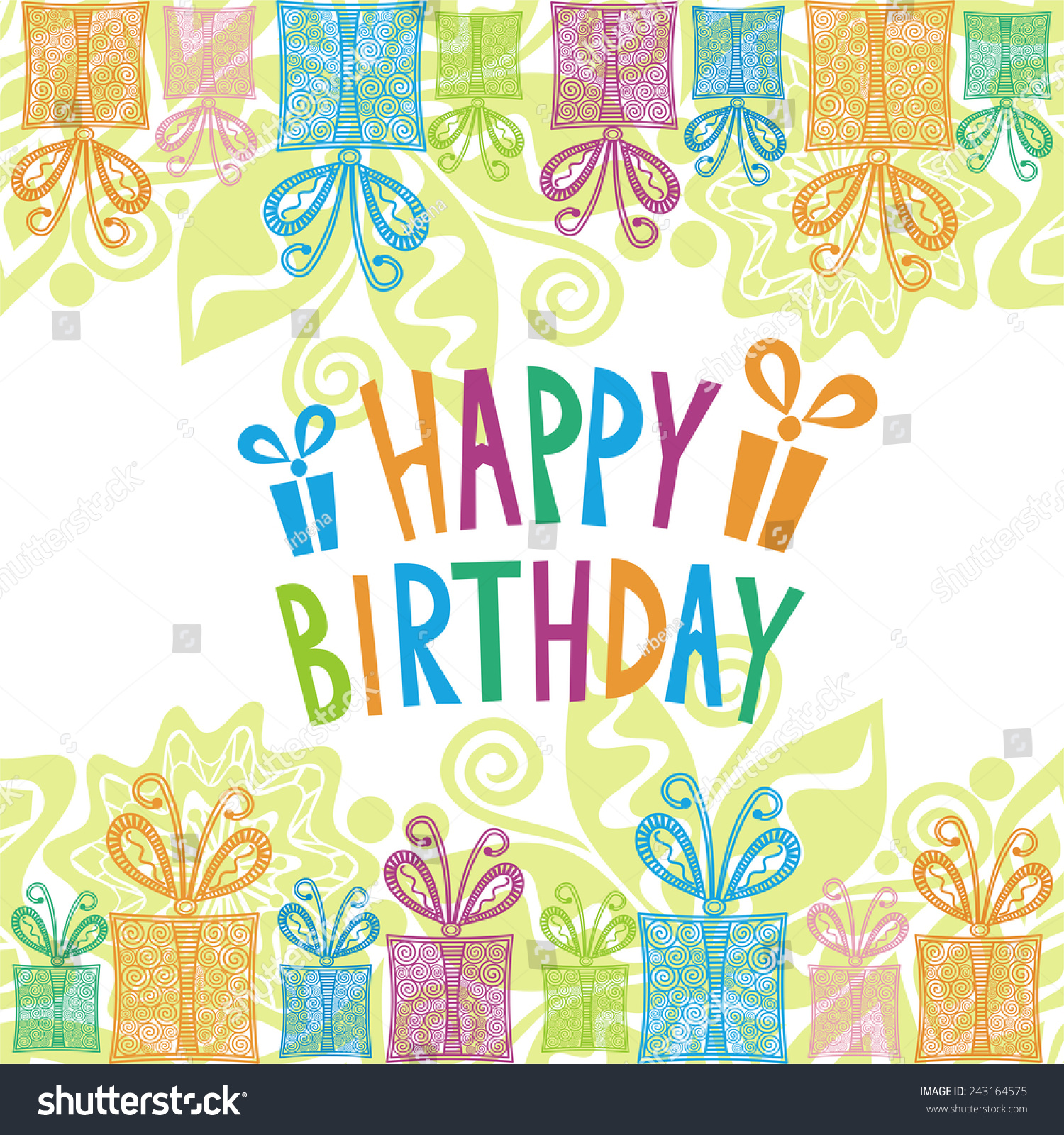 Happy Birthday Greeting Card Vector Illustration - 243164575 : Shutterstock