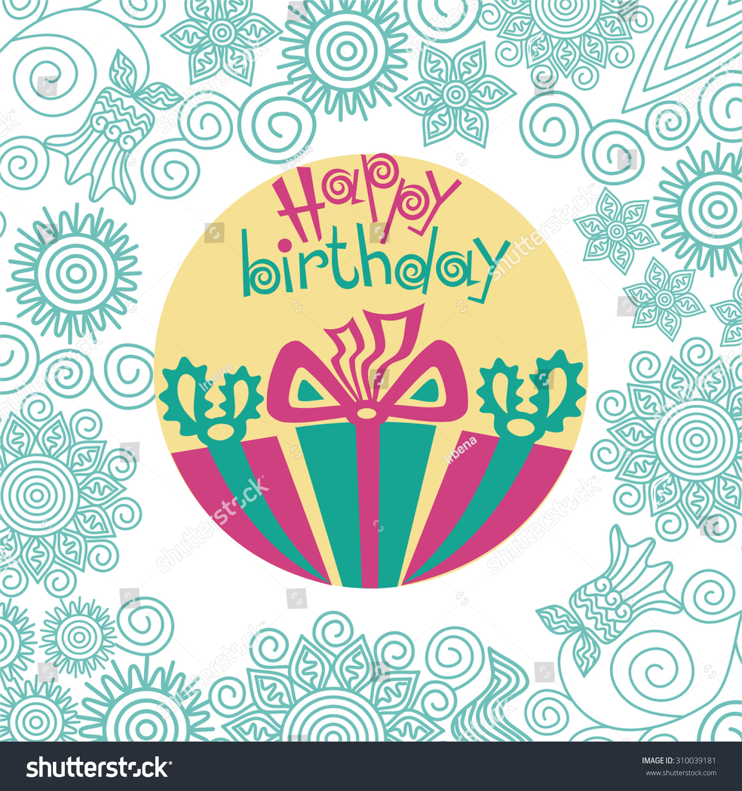 Happy Birthday Greeting Card Vector Illustration - 310039181 : Shutterstock