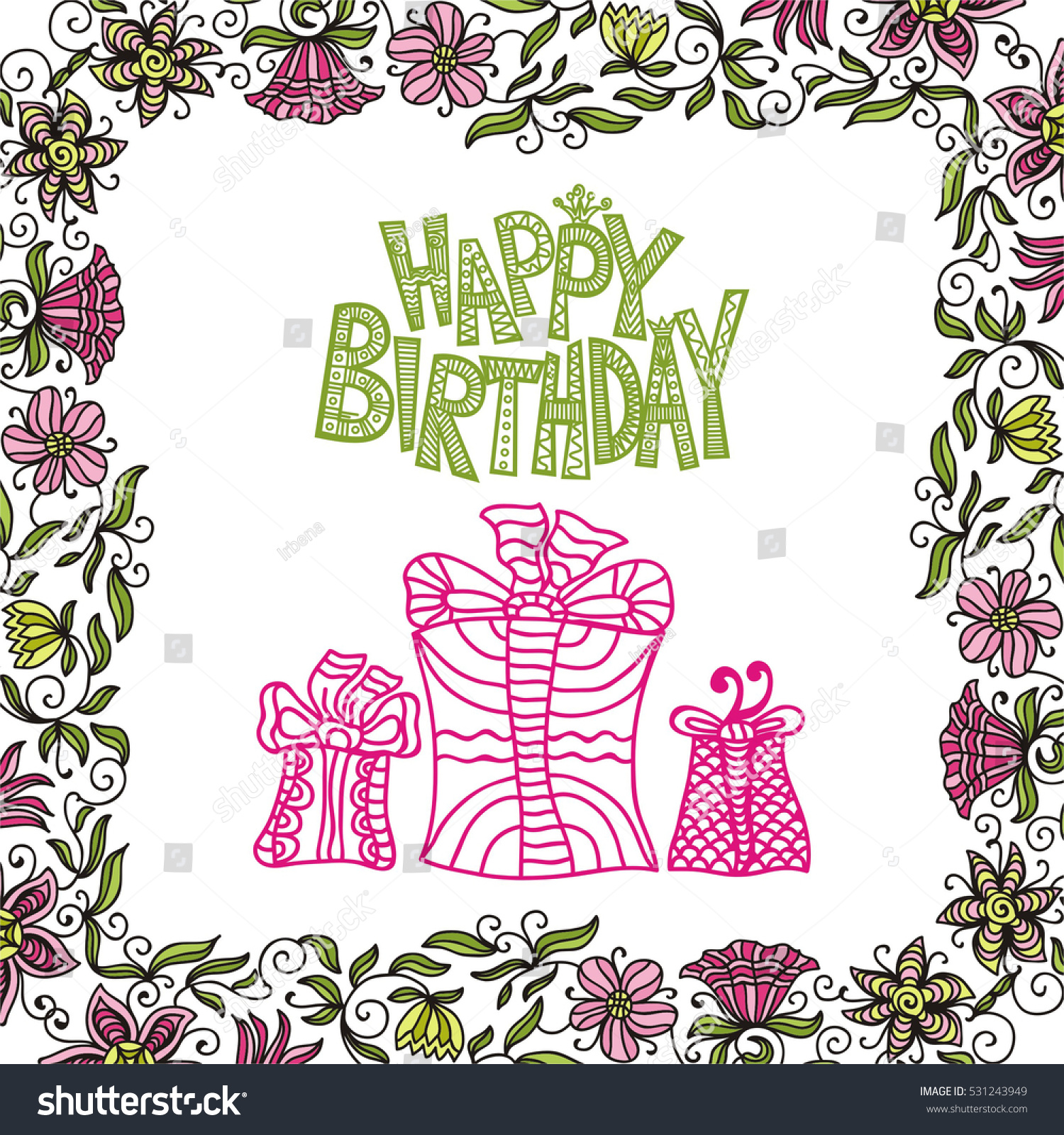 Happy Birthday Greeting Card Vector Illustration Stock Vector (Royalty ...
