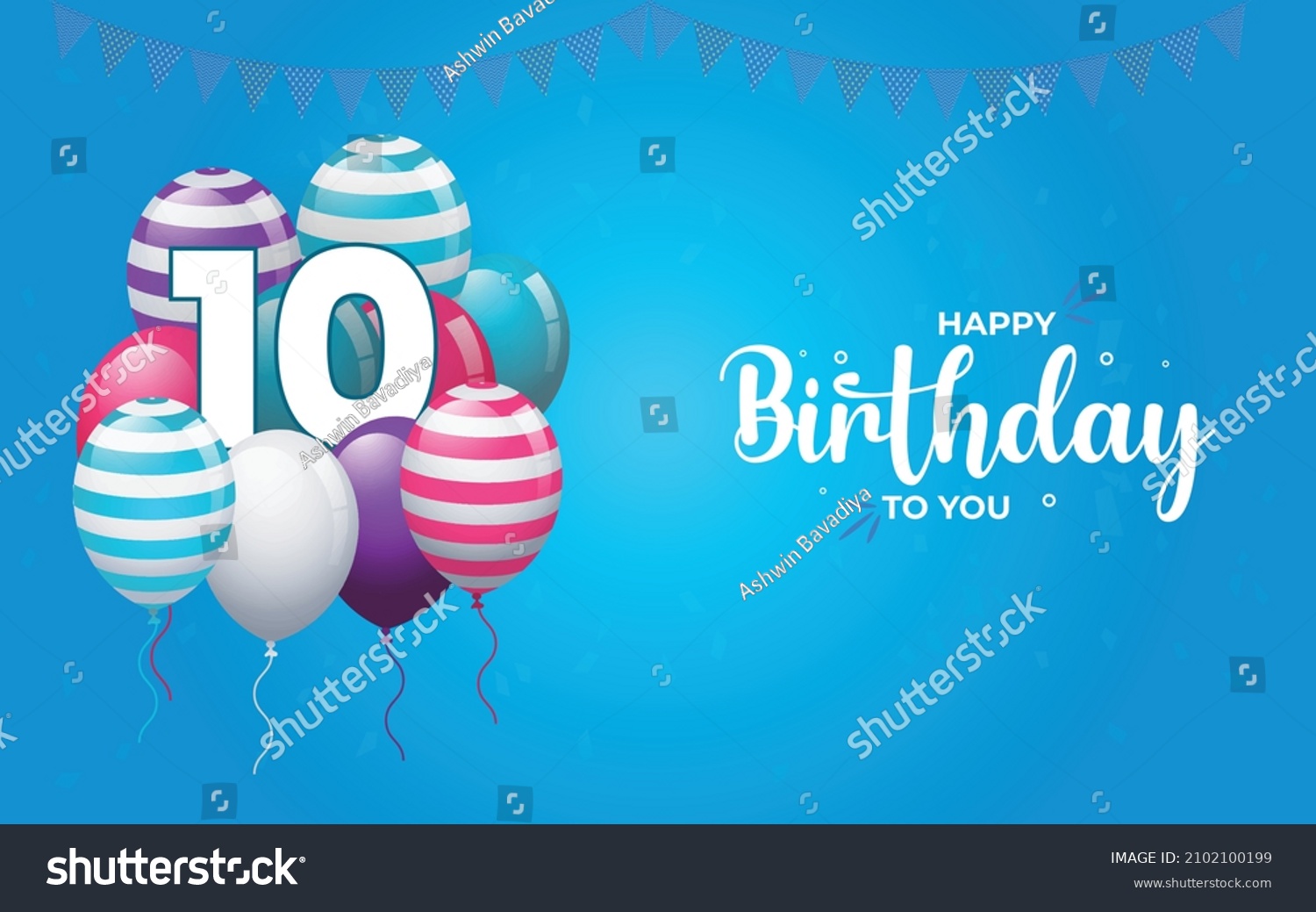 Happy 10 Birthday Greeting Card Vector Stock Vector (Royalty Free ...