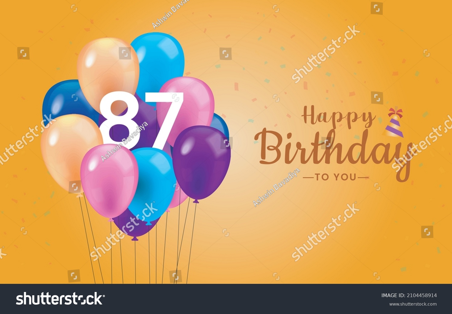 Happy 87 Birthday Greeting Card Vector Stock Vector Royalty Free