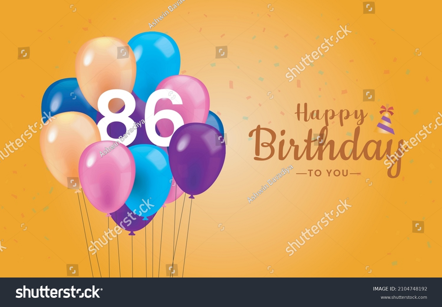 Happy 86 Birthday Greeting Card Vector Stock Vector (Royalty Free ...