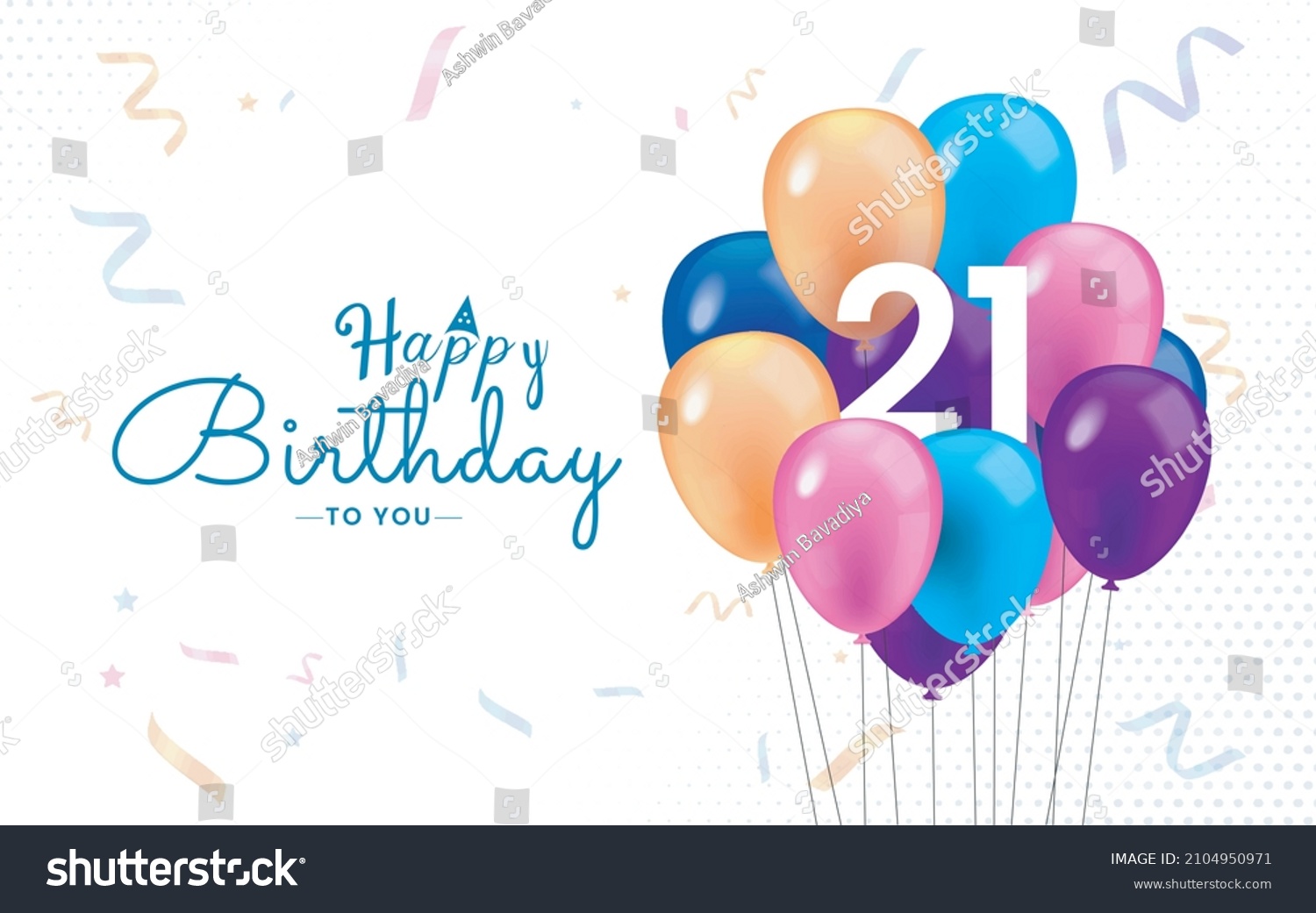 Happy 21 Birthday Greeting Card Vector Stock Vector (Royalty Free ...