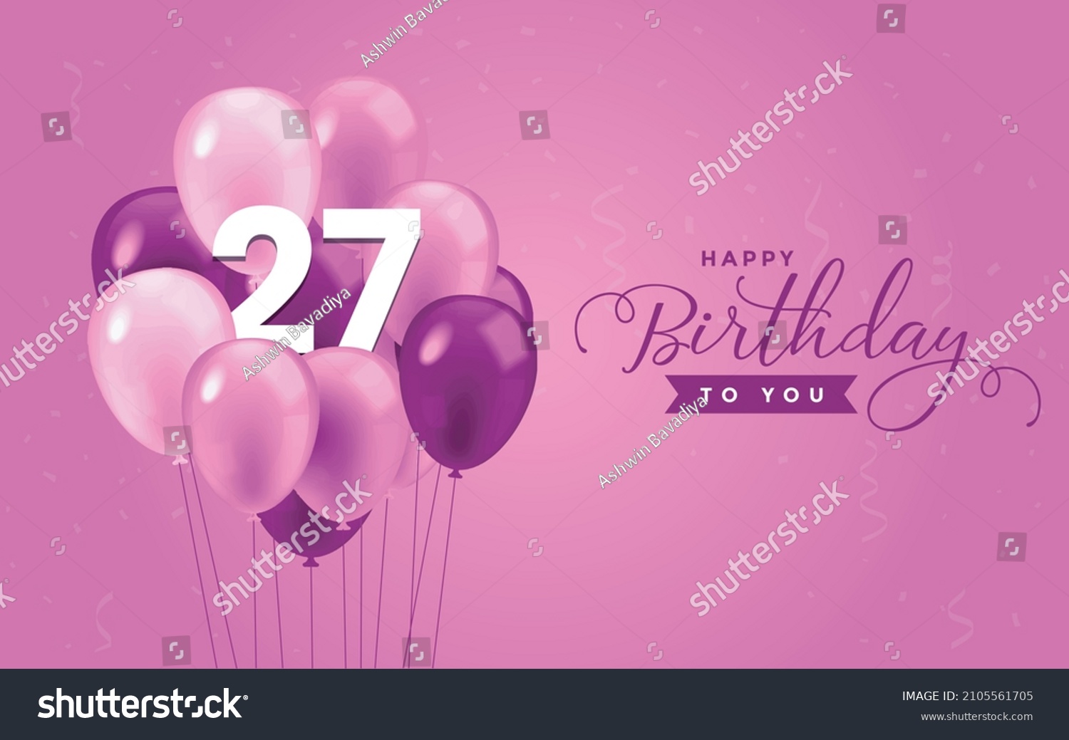 Happy 27 Birthday Greeting Card Vector Stock Vector (Royalty Free ...