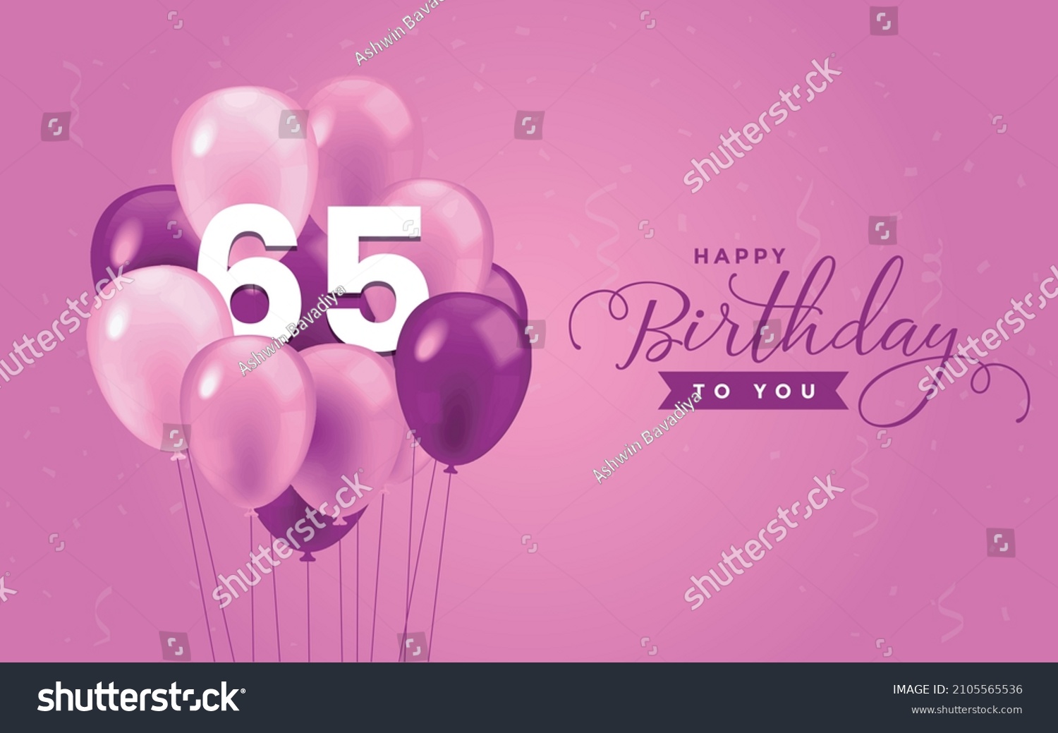 Happy 65 Birthday Greeting Card Vector Stock Vector (Royalty Free ...