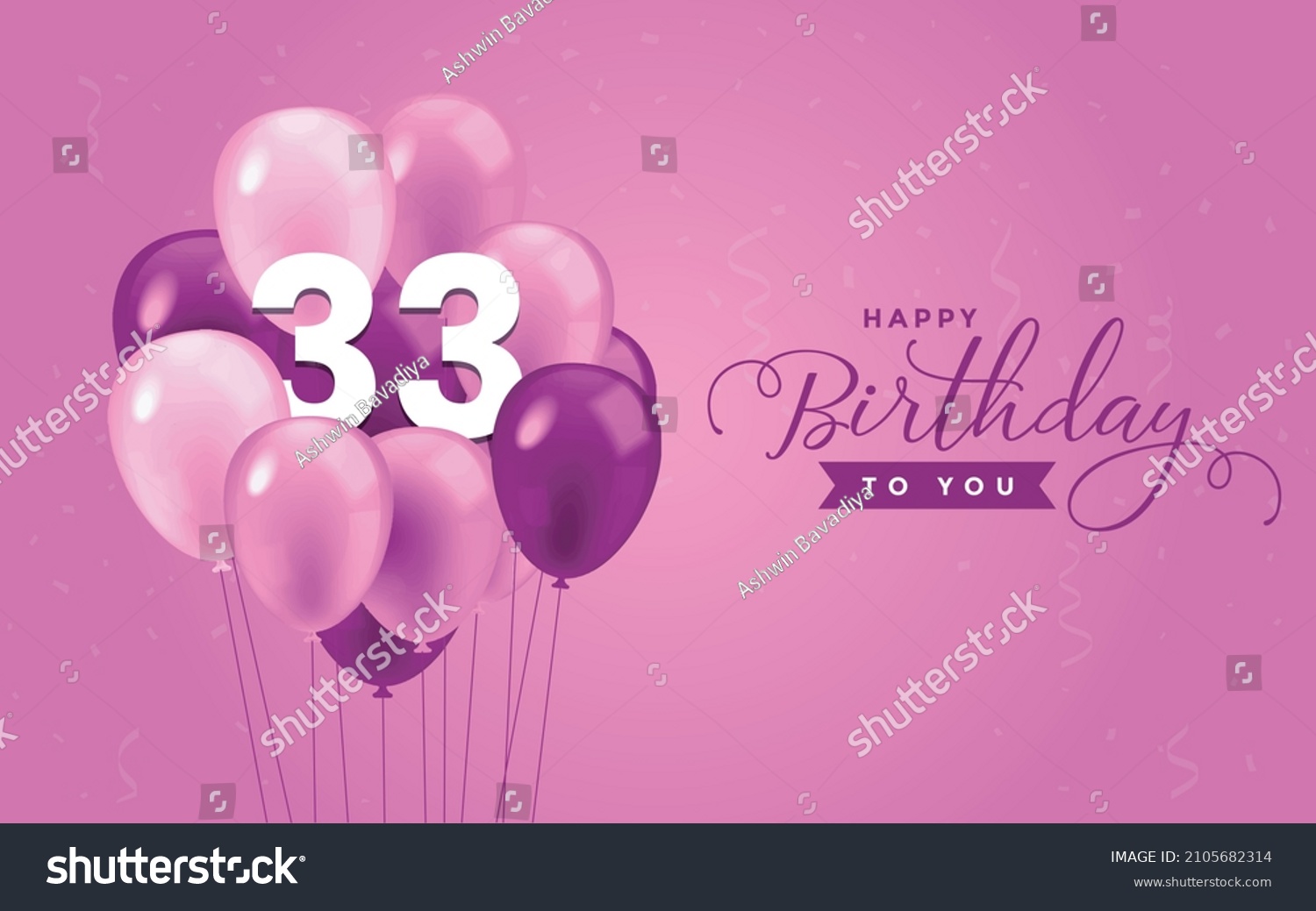 Happy 33 Birthday Greeting Card Vector Stock Vector (Royalty Free ...