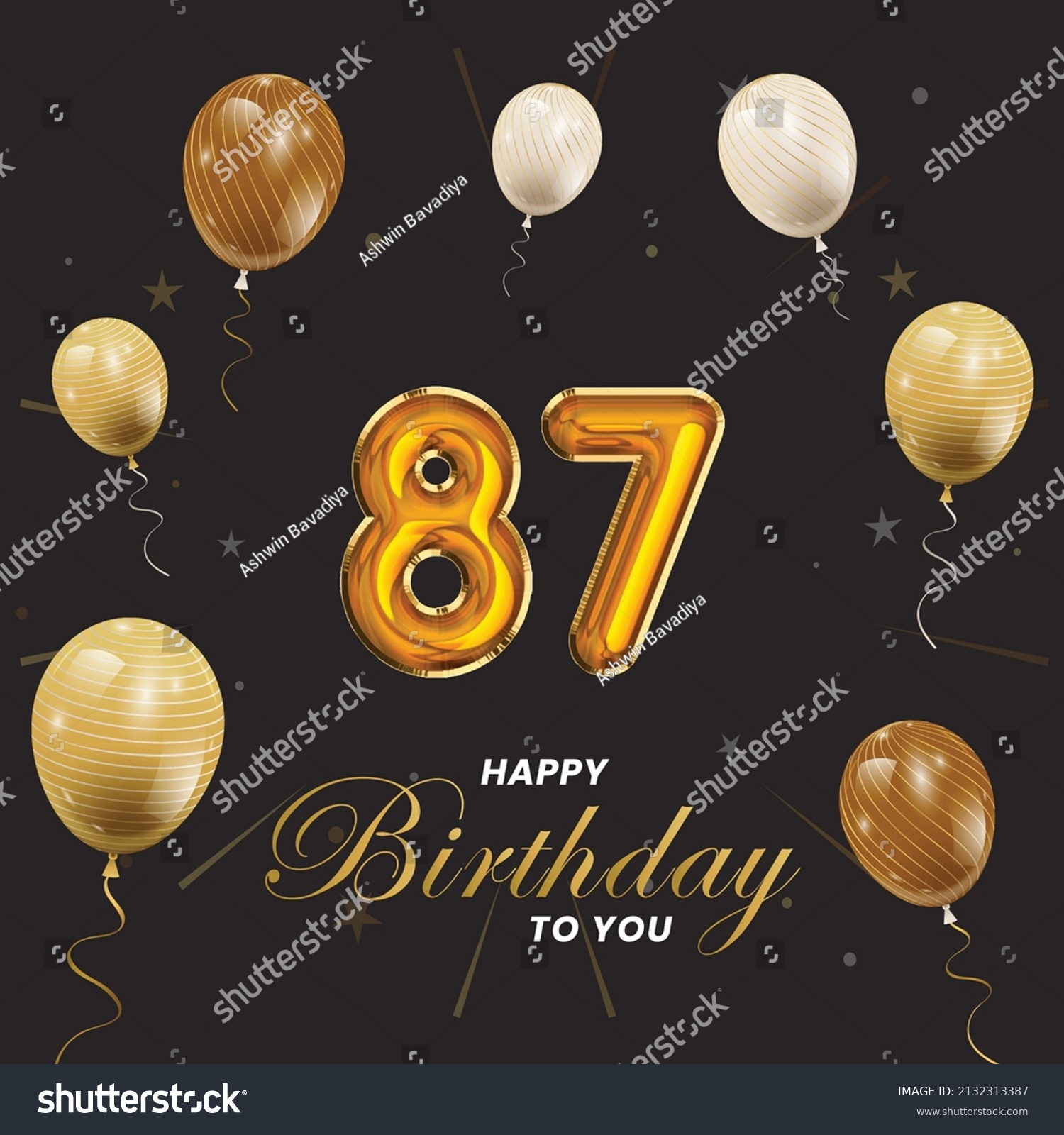 Happy 87 Birthday Greeting Card Vector Stock Vector (Royalty Free ...