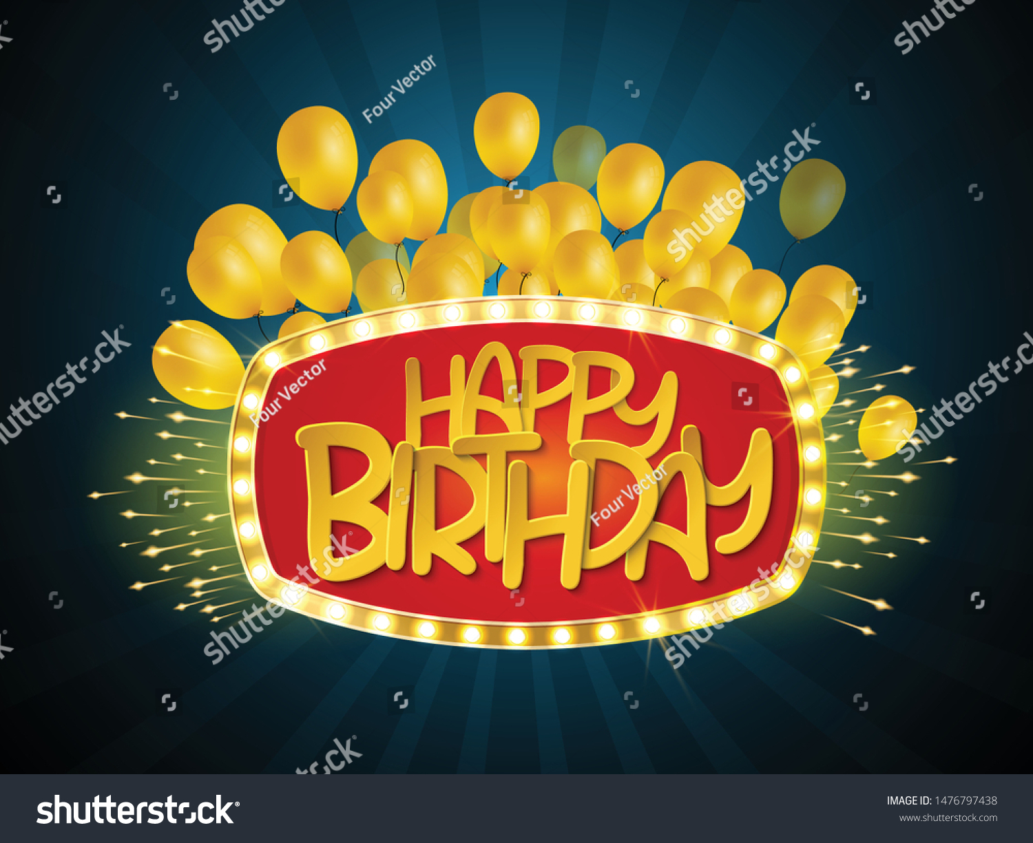 Happy Birthday Greeting Card Golden Typography Stock Vector (royalty 