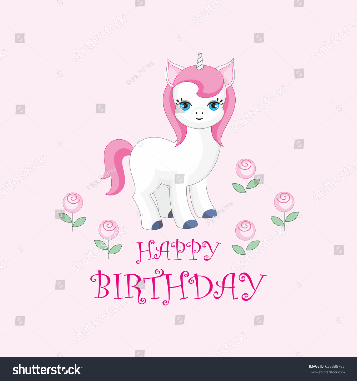 Happy Birthday Greeting Card Image Cute Stock Vector (Royalty Free ...