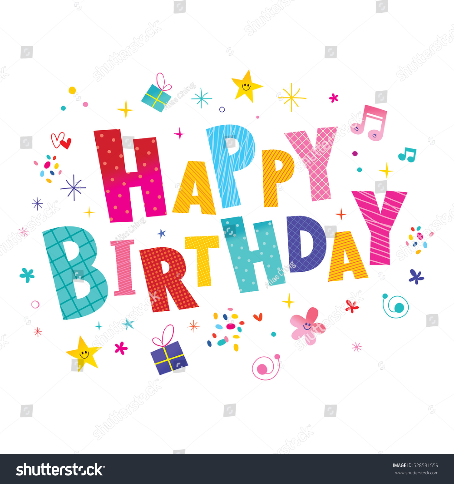 Happy Birthday Greeting Card Unique Lettering Stock Vector 528531559 ...