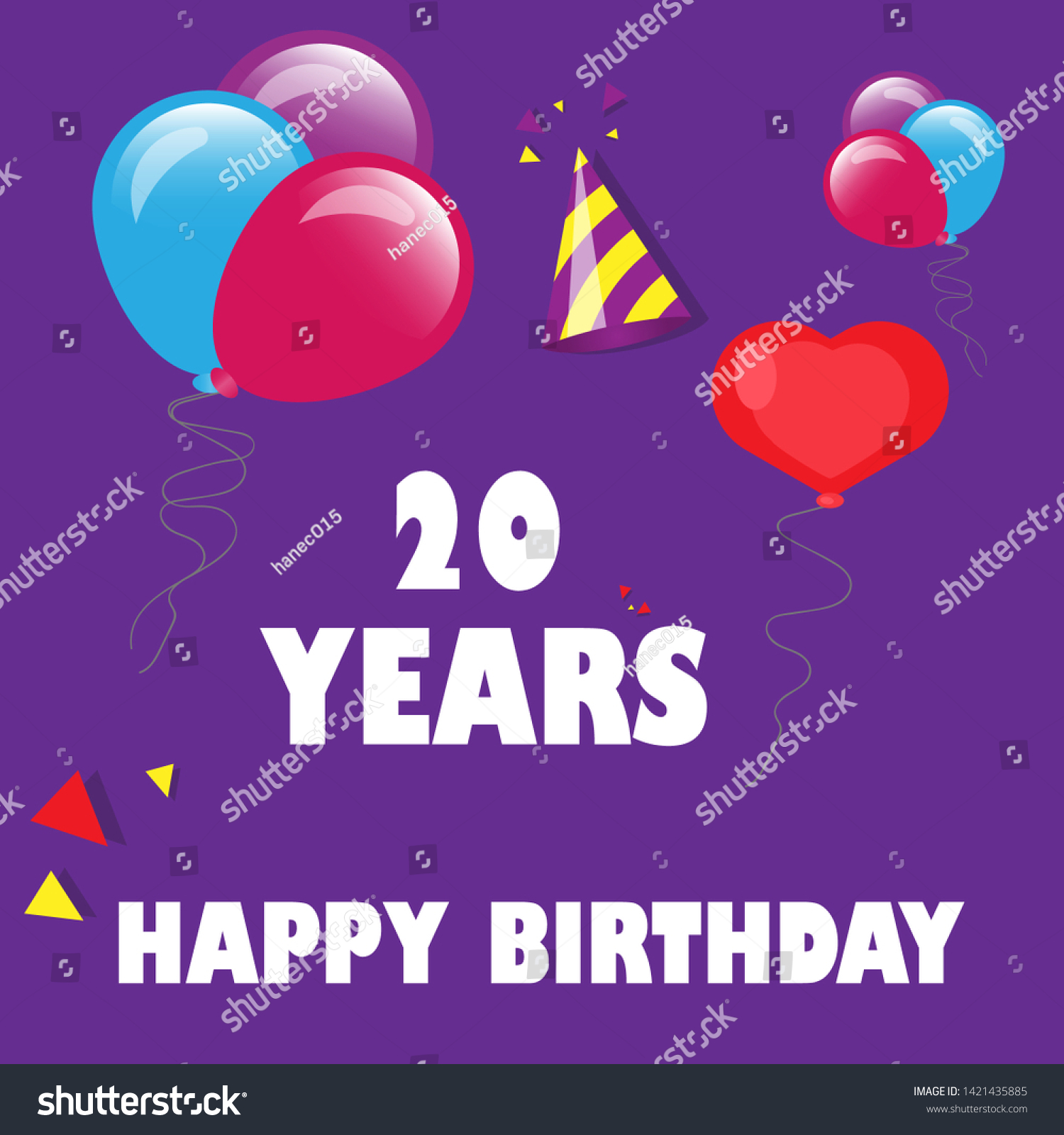 Happy Birthday Greeting Cards 20 Years Stock Vector Royalty Free 1421435885 