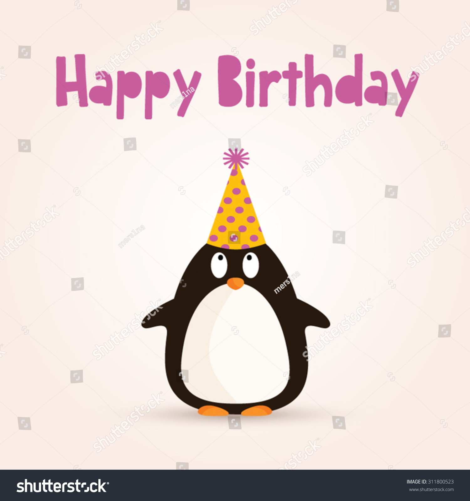 Happy Birthday Greeting Image Penguin Illustration Stock Vector ...