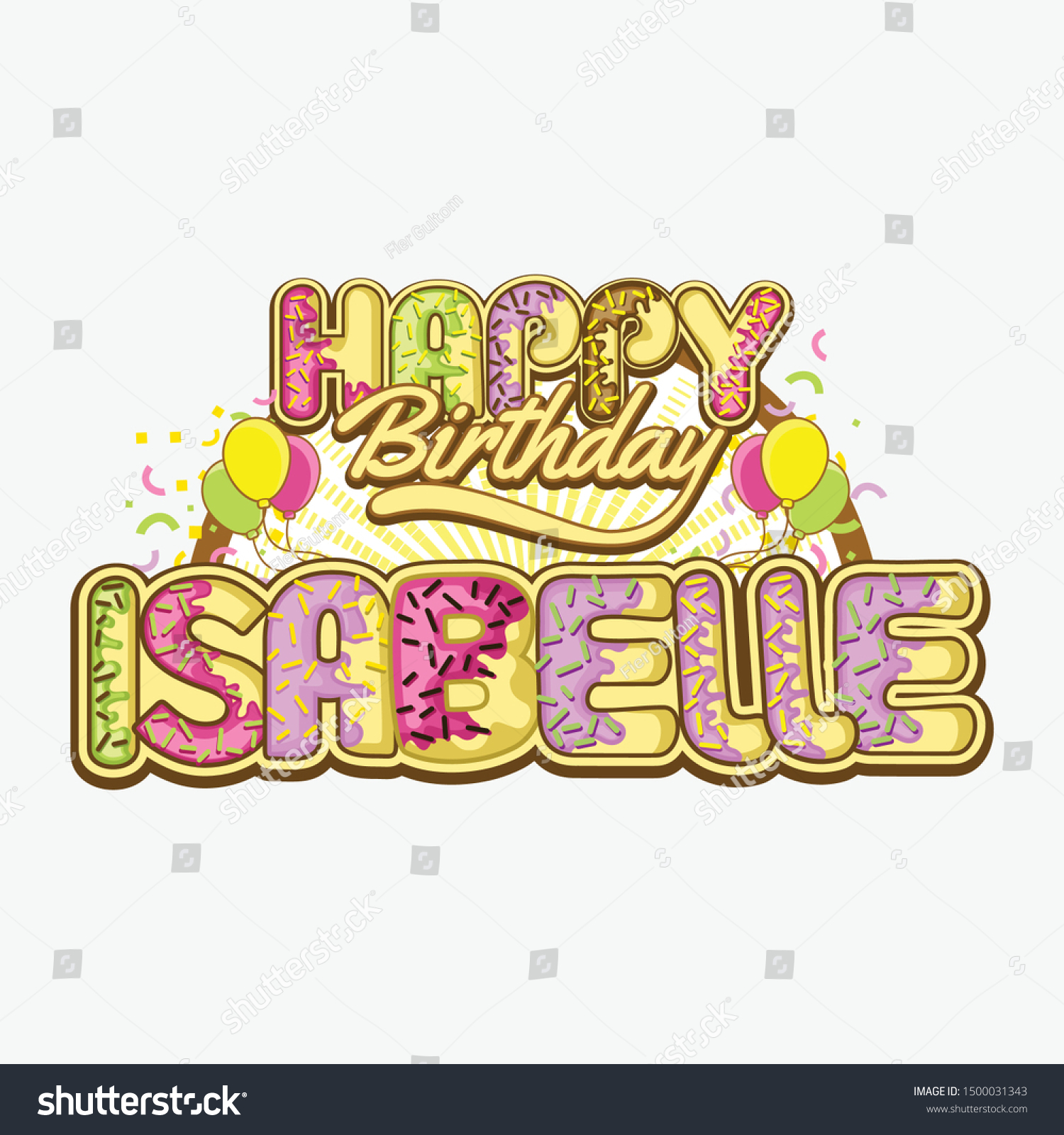 Image Vectorielle De Stock De Happy Birthday Greetings Isabelle Vector