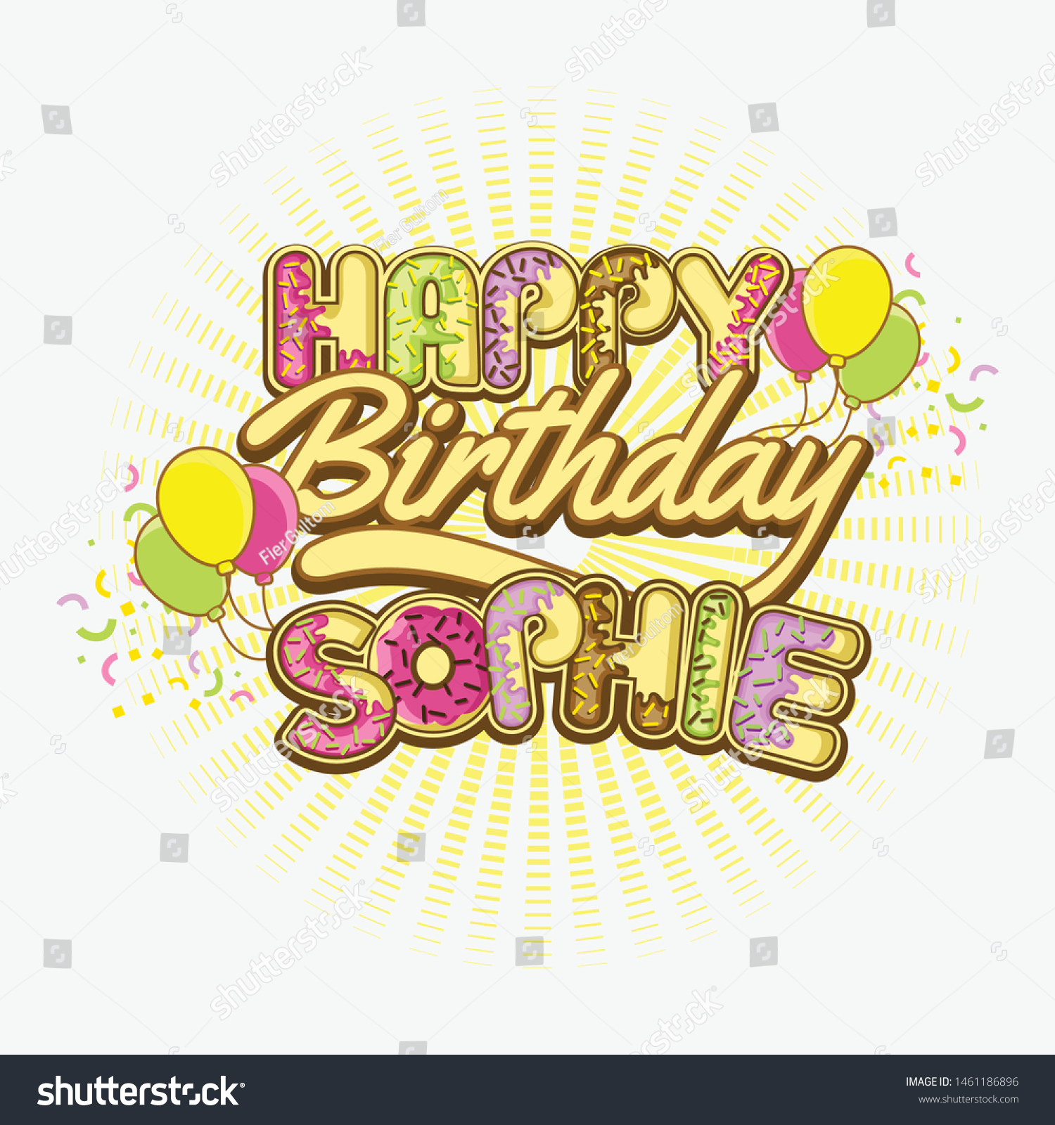 Happy Birthday Greetings Sophie Vector 库存矢量图 免版税