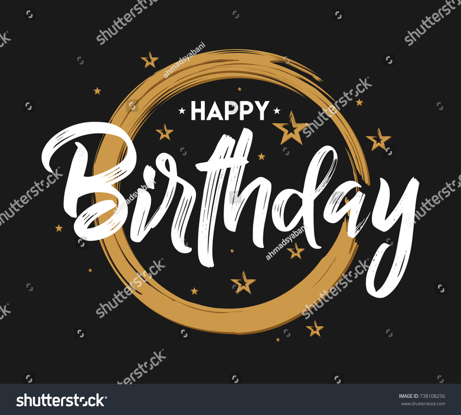 Happy Birthday Grunge Typography Handwritten Vector Stock Vector ...