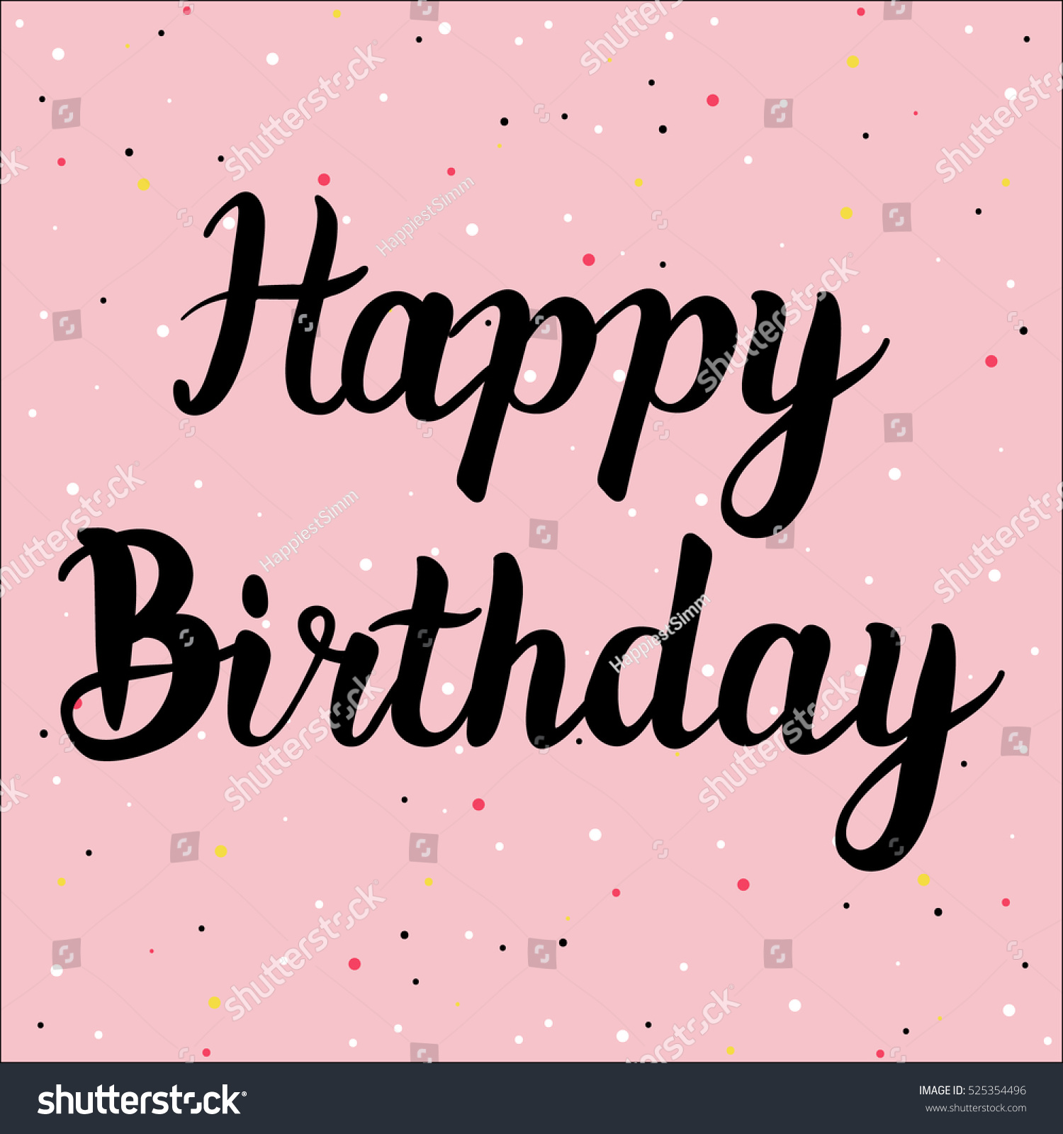 Happy Birthday Hand Drawn Lettering Text Stock Vector (Royalty Free ...